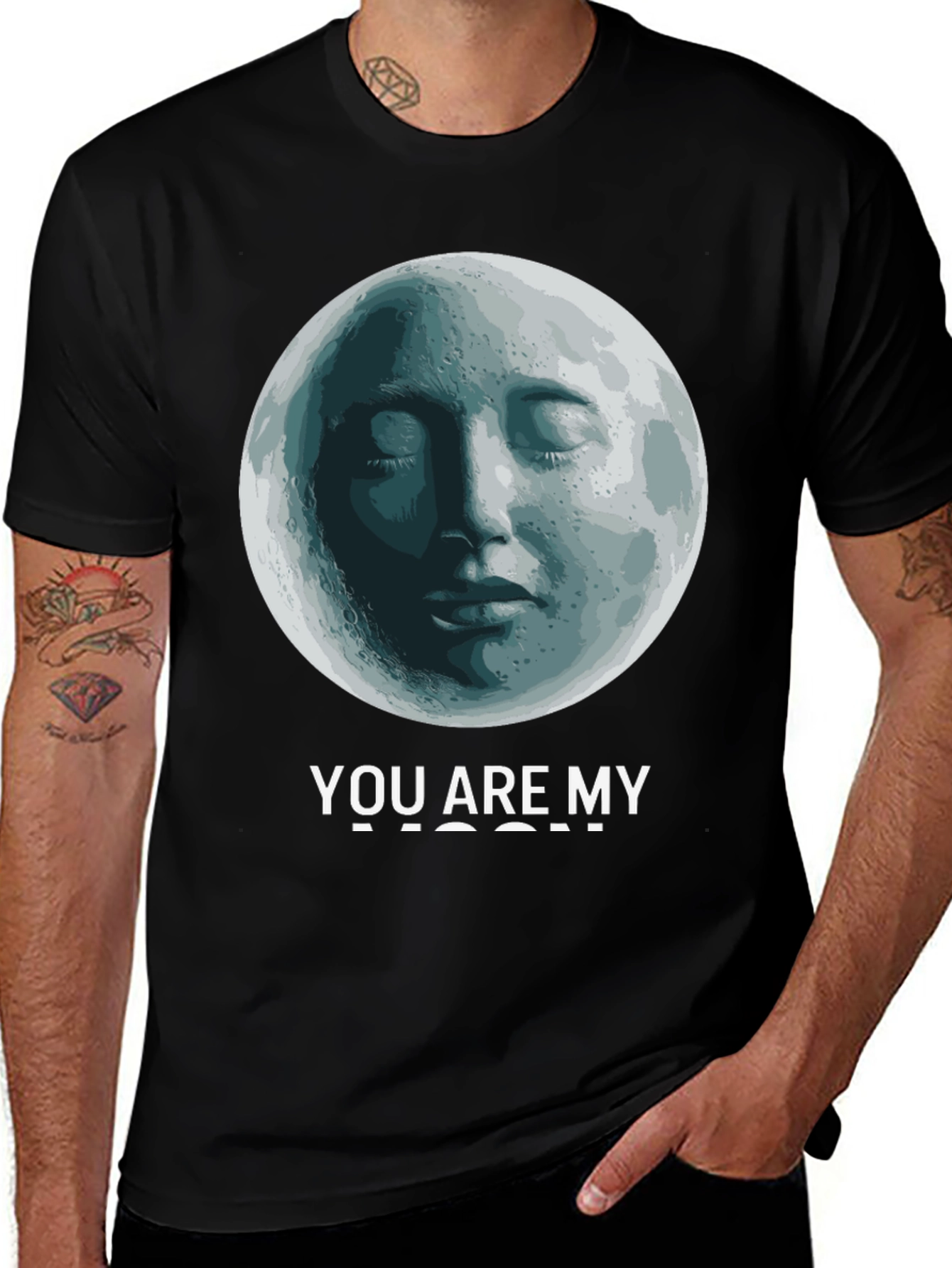 Moon Face Graphic Tee - You Are My Moon T-Shirt