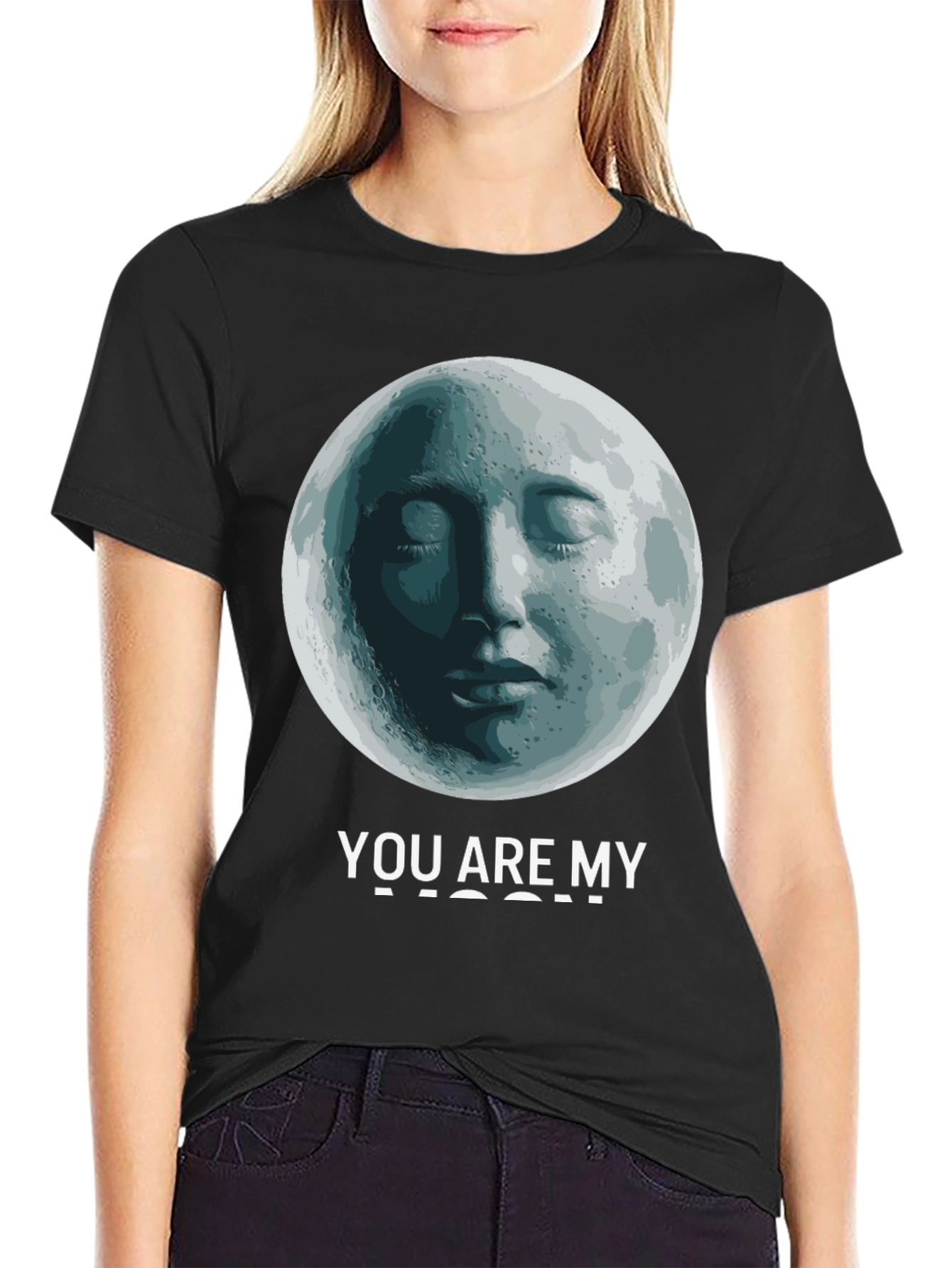 Moon Face Graphic Tee - You Are My Moon T-Shirt