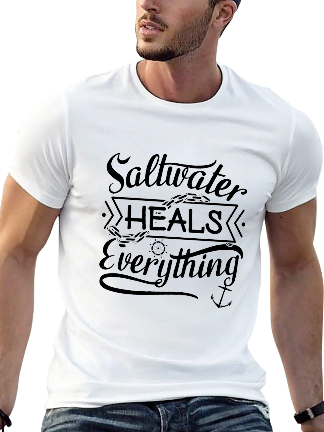 Saltwater Heals Everything Black Graphic Tee