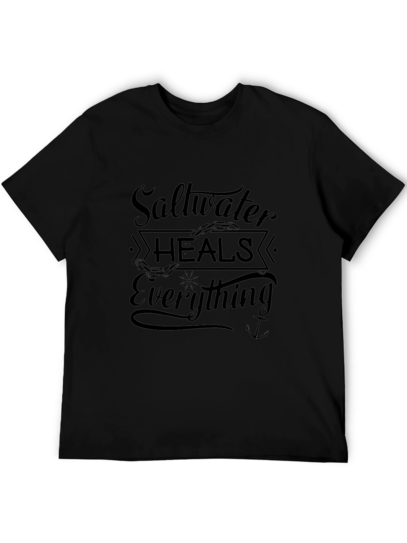 Saltwater Heals Everything Black Graphic Tee