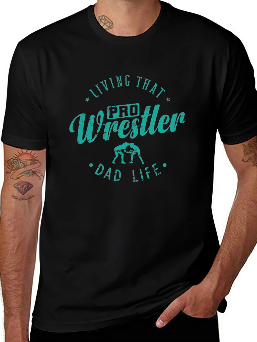 Pro Wrestler Dad Life Black T-Shirt