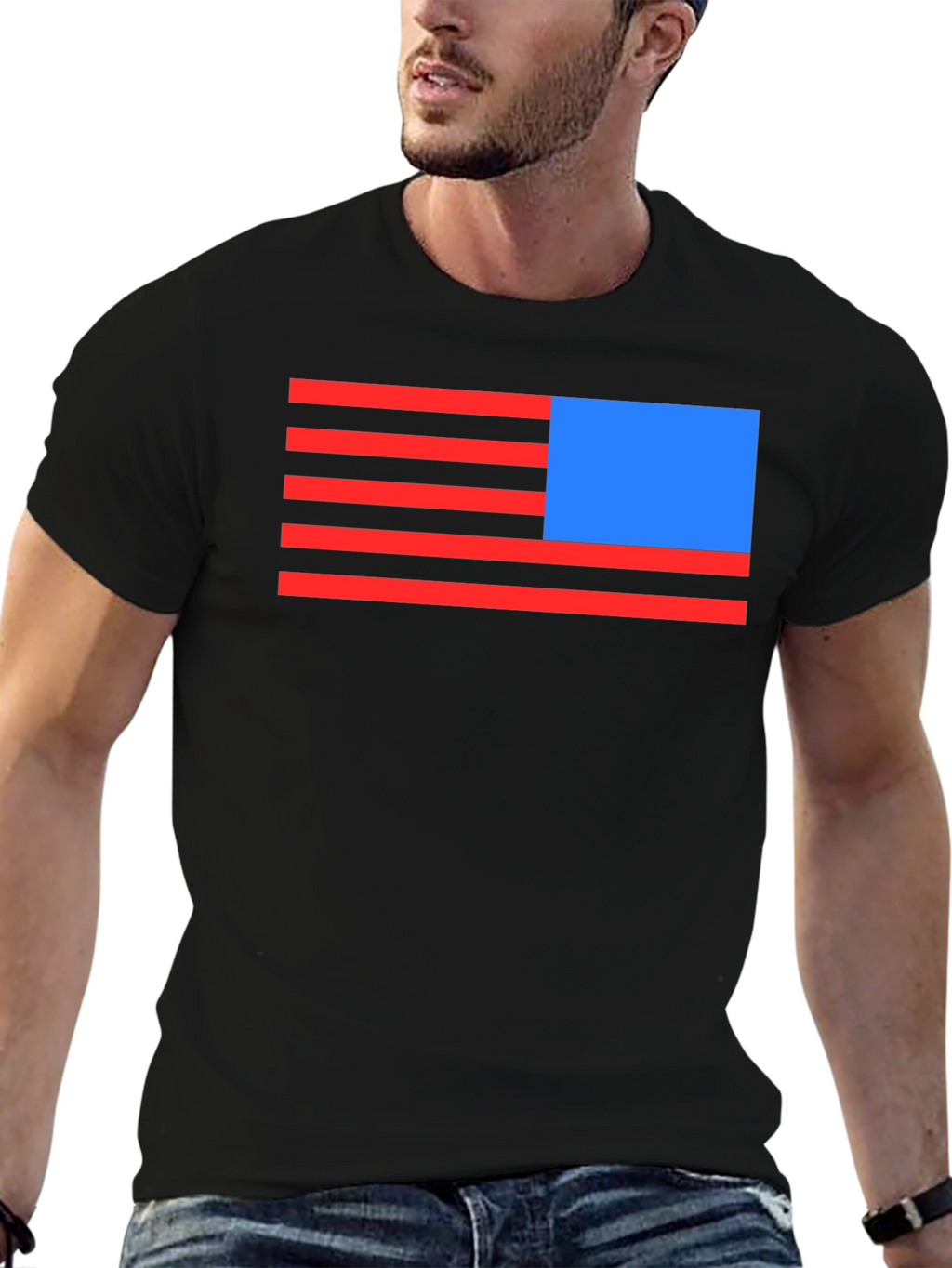 American Flag Inspired Graphic Tee - Black