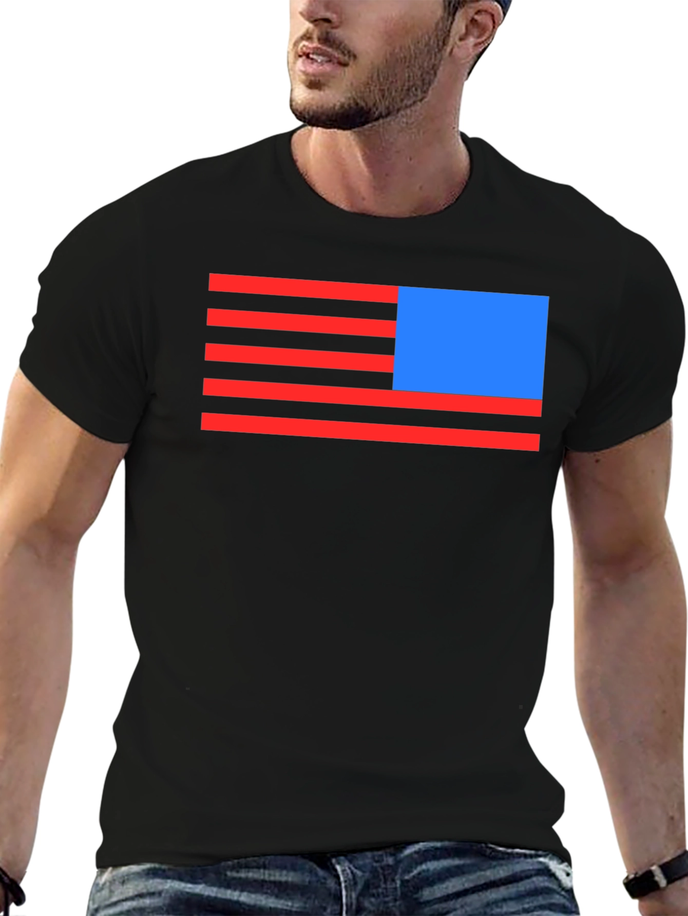 American Flag Inspired Graphic Tee - Black