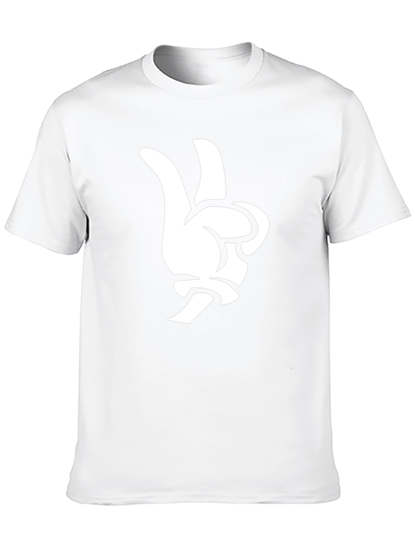 Cartoon Hand Peace Sign Black T-Shirt