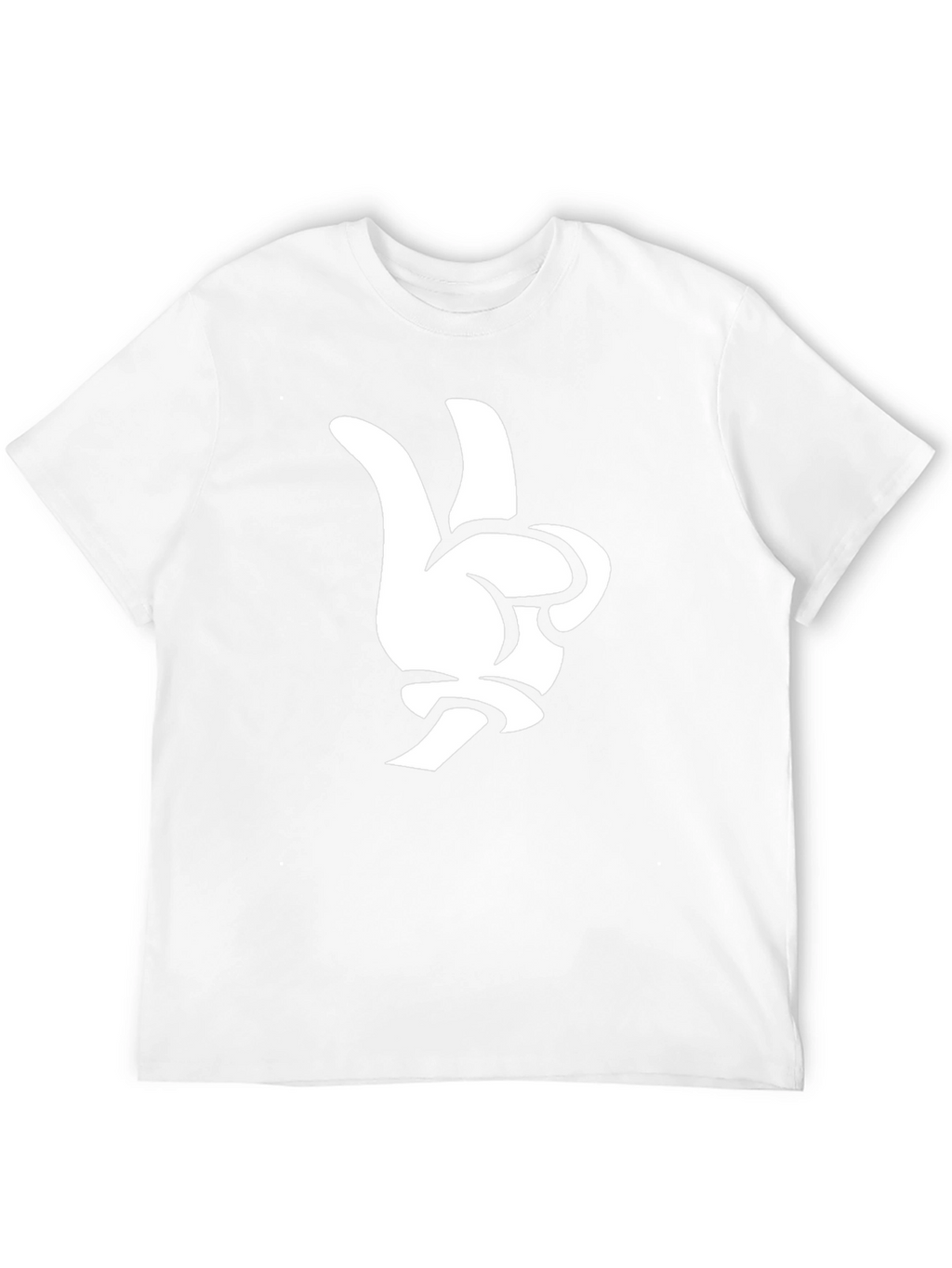 Cartoon Hand Peace Sign Black T-Shirt