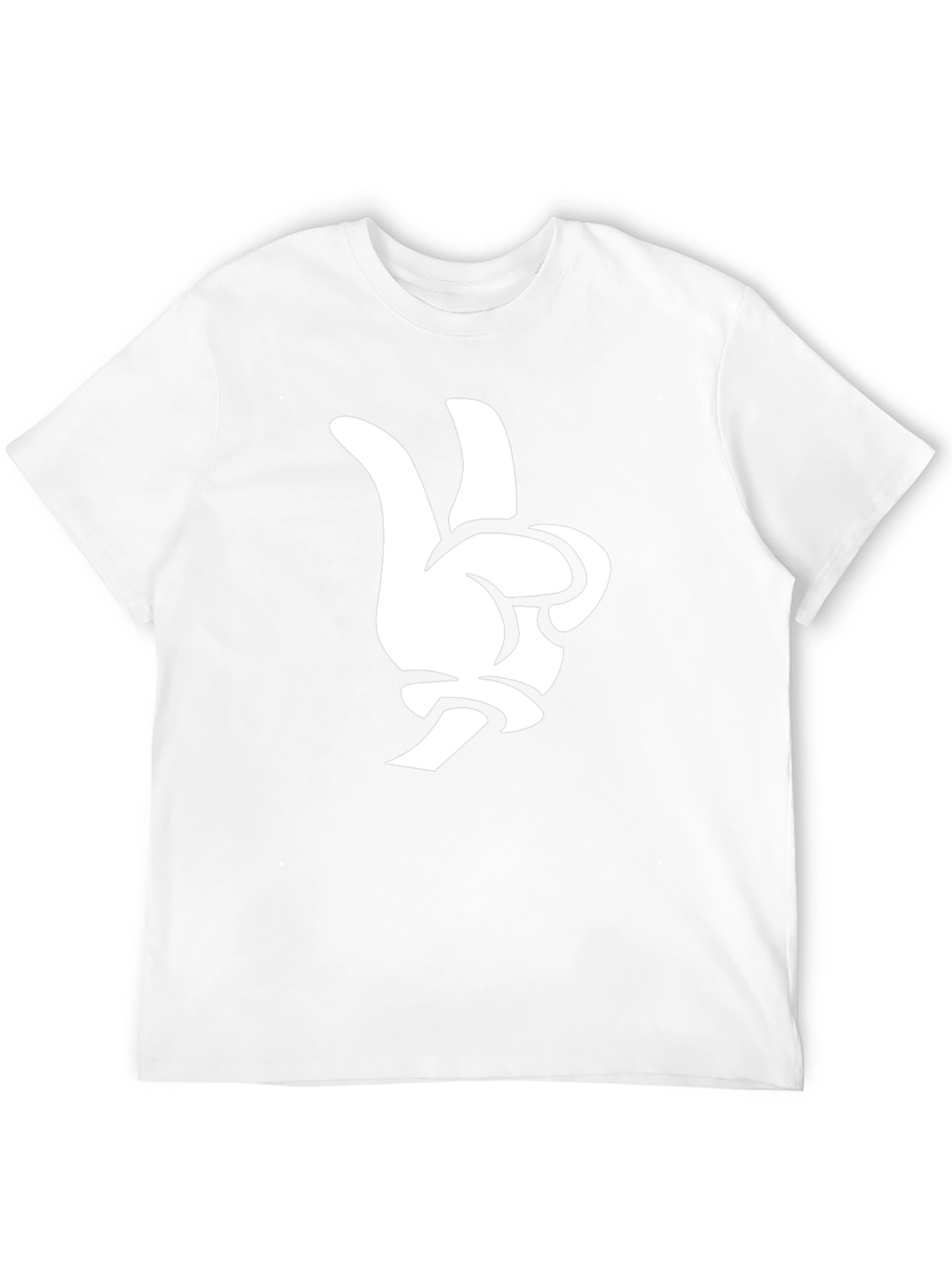 Cartoon Hand Peace Sign Black T-Shirt