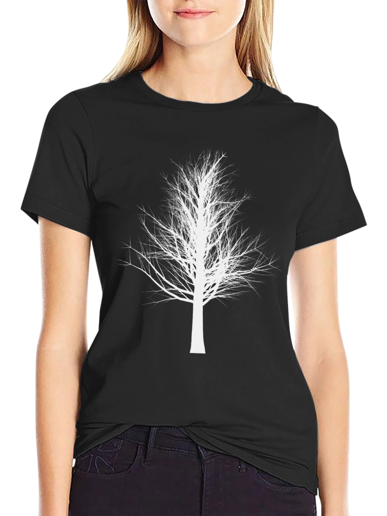 White Tree Graphic Black T-Shirt - Stylish Nature Tee