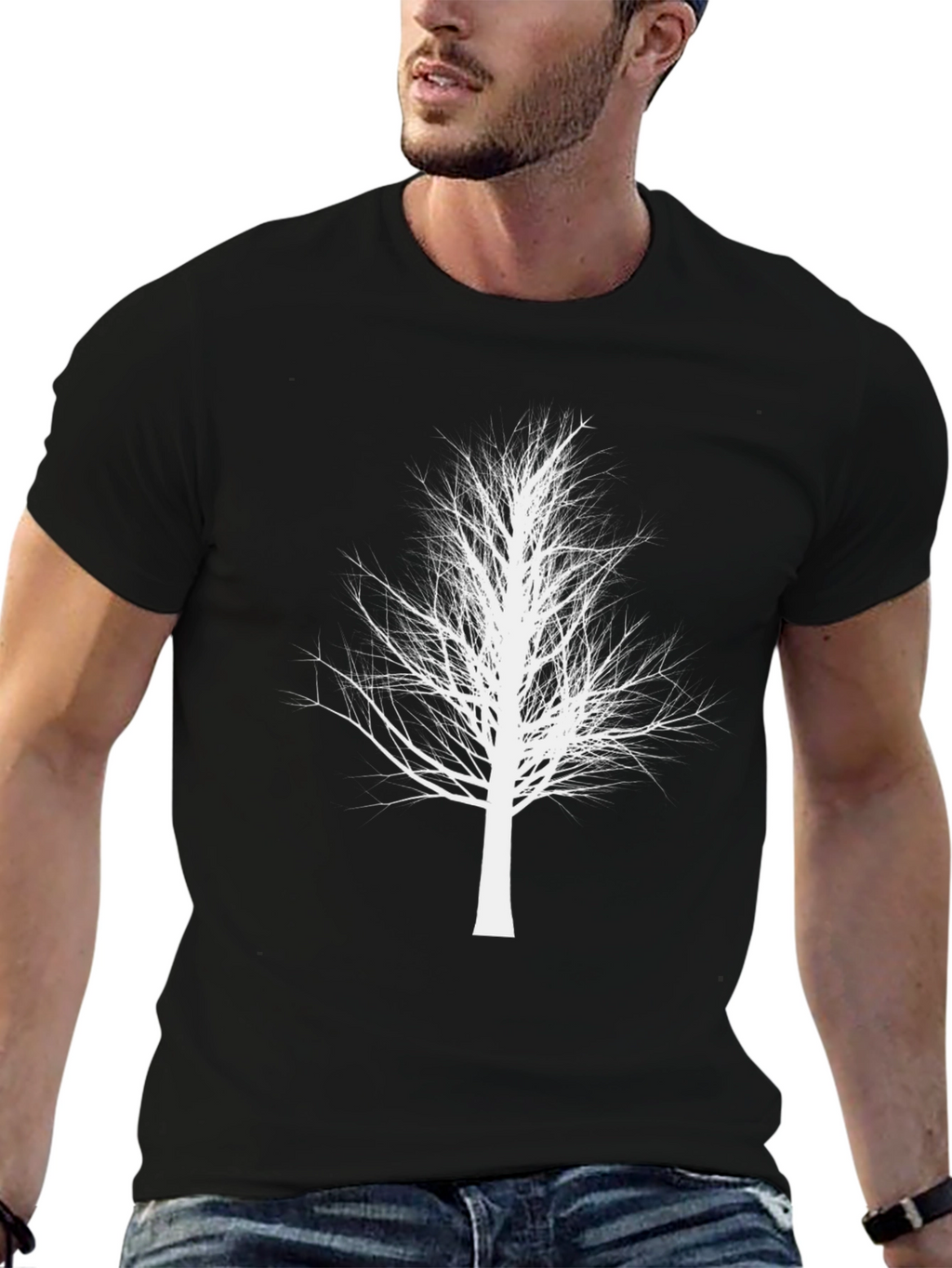 White Tree Graphic Black T-Shirt - Stylish Nature Tee