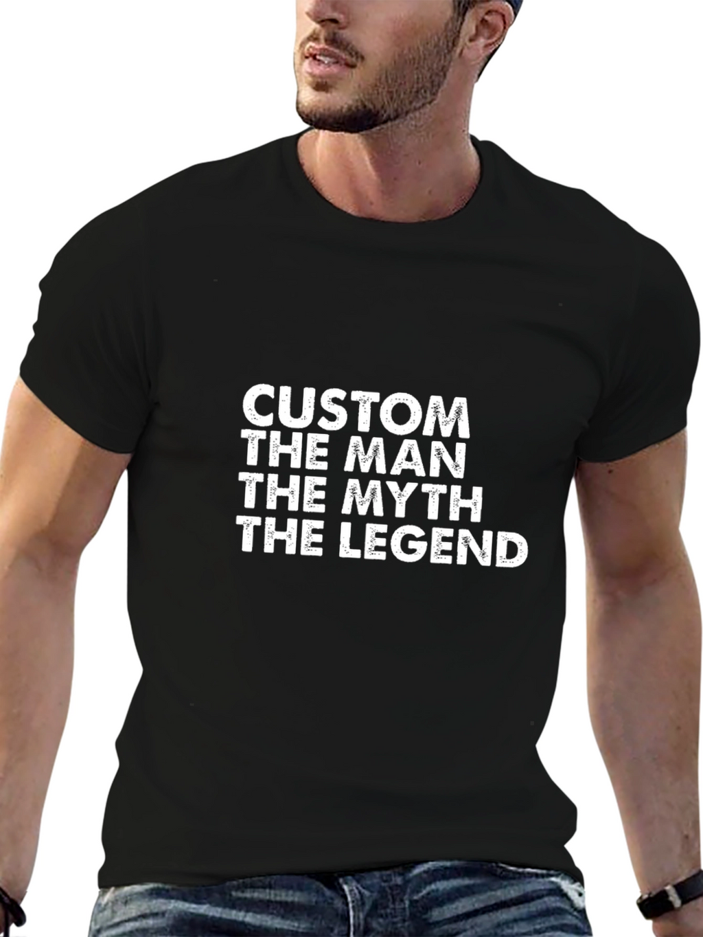 Custom Man Myth Legend Black T-Shirt