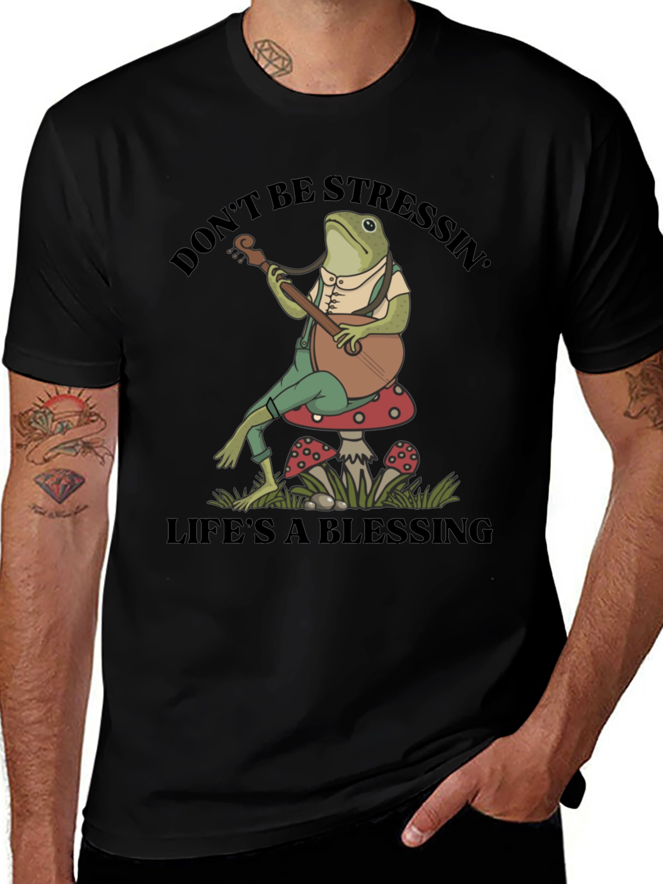 Relaxed Frog T-Shirt: Dont Stress Lifes a Blessing