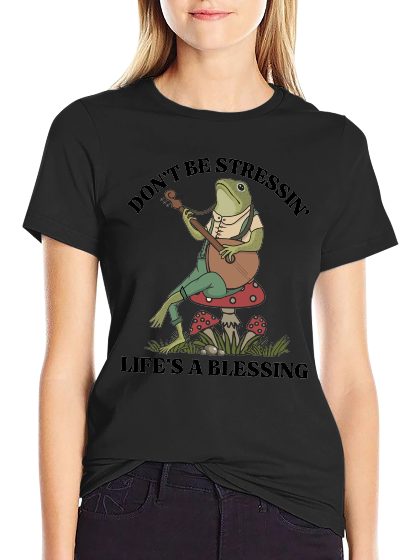 Relaxed Frog T-Shirt: Dont Stress Lifes a Blessing
