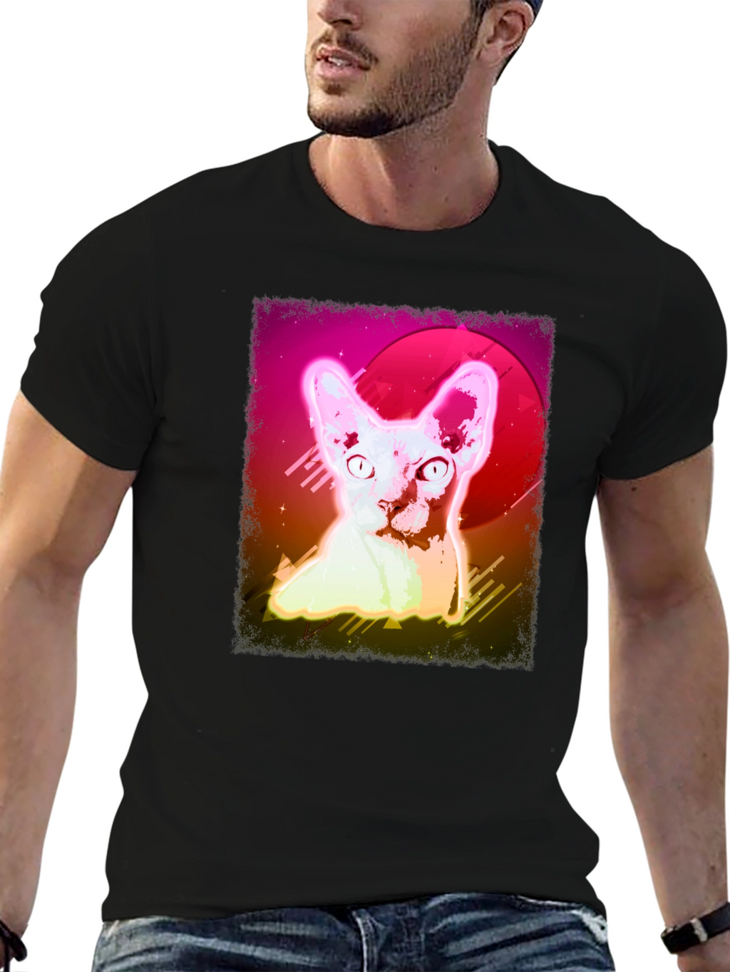 Retro Sphynx Cat T-Shirt - Vibrant Graphic Tee