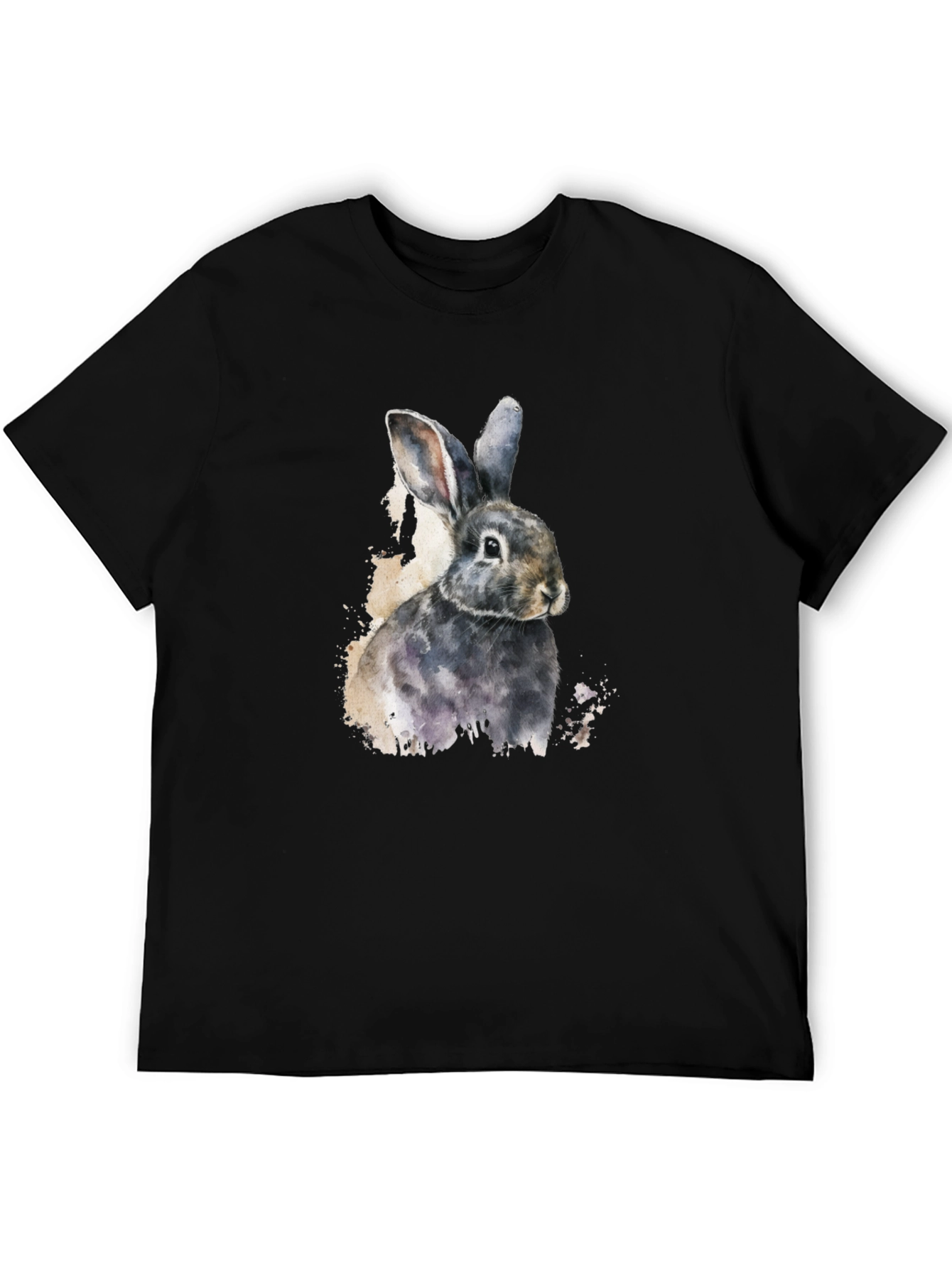 Rabbit Watercolor Graphic Tee - Black