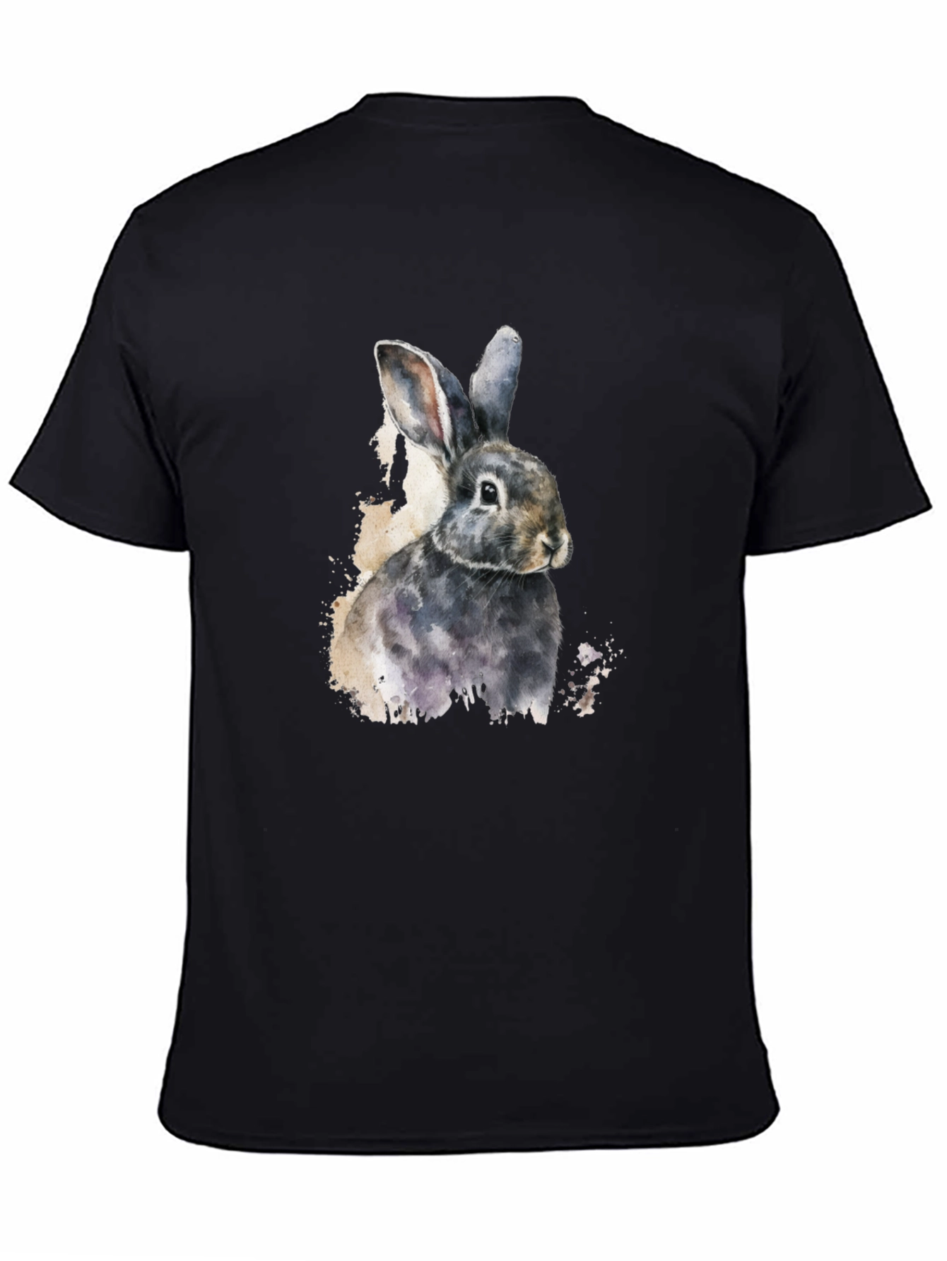 Rabbit Watercolor Graphic Tee - Black