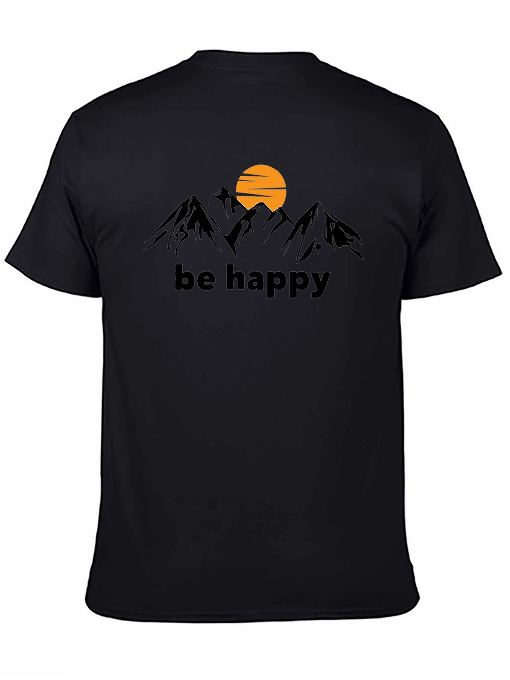 Be Happy Mountain Graphic Tee - Black