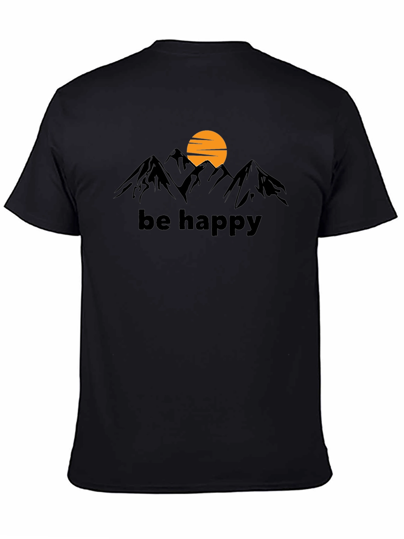 Be Happy Mountain Graphic Tee - Black