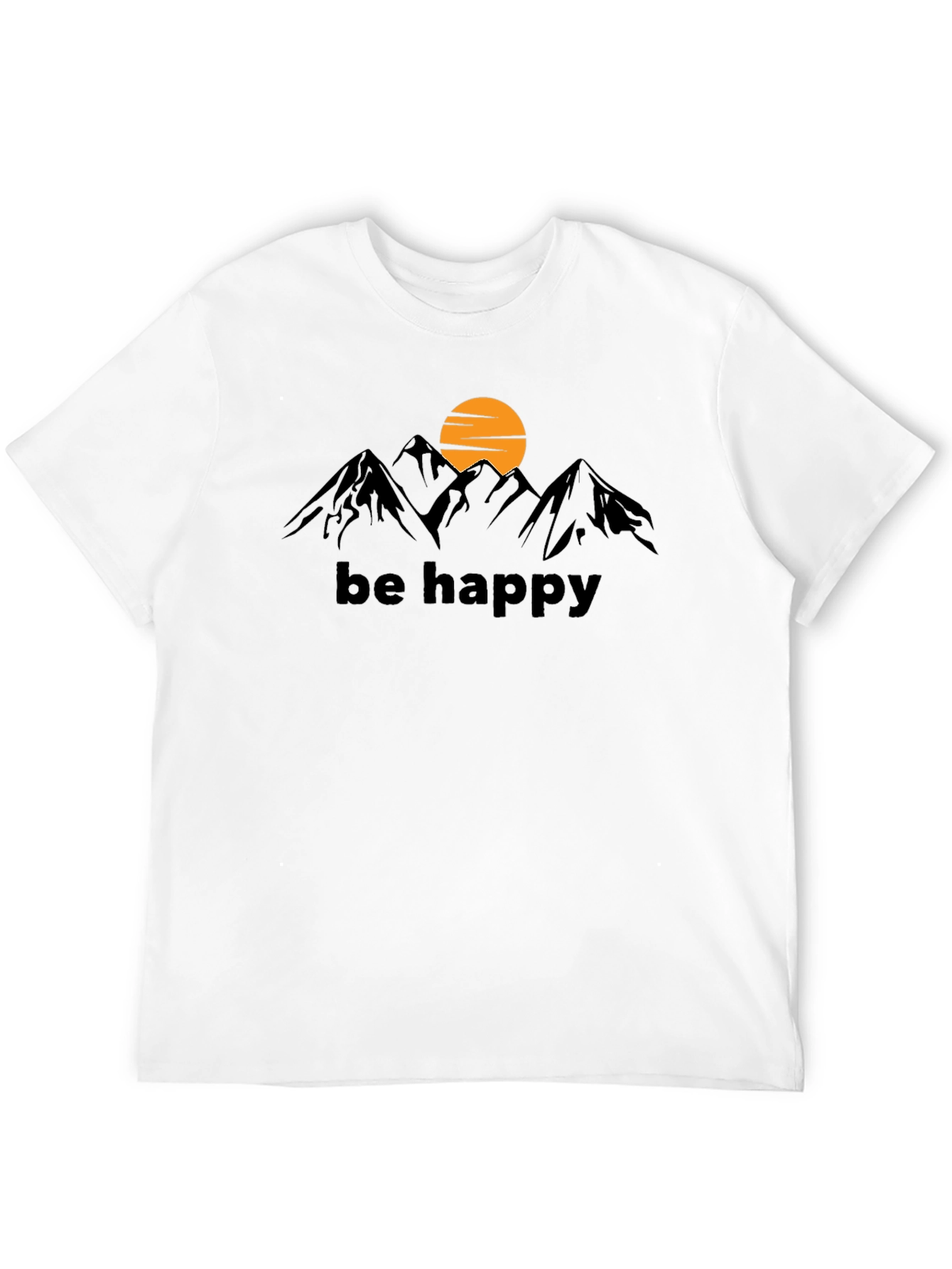 Be Happy Mountain Graphic Tee - Black