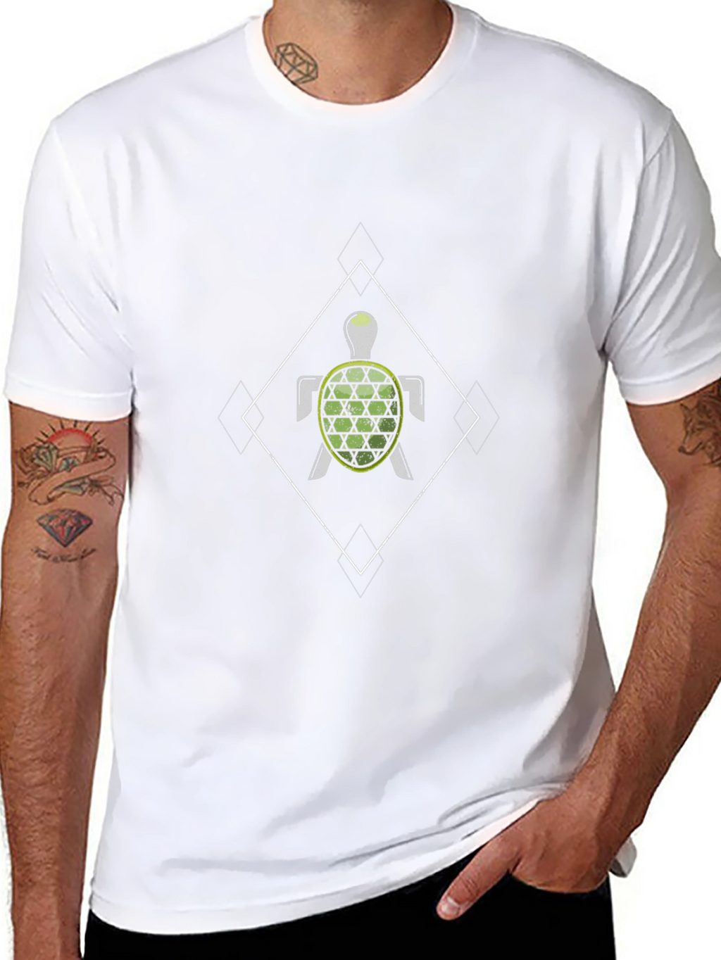 Geometric Turtle Black T-Shirt