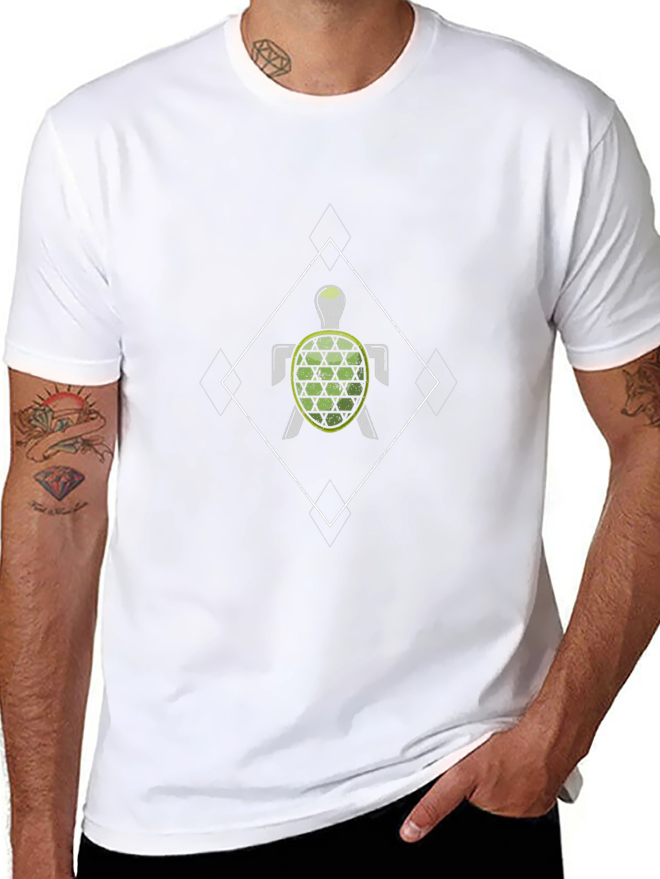 Geometric Turtle Black T-Shirt
