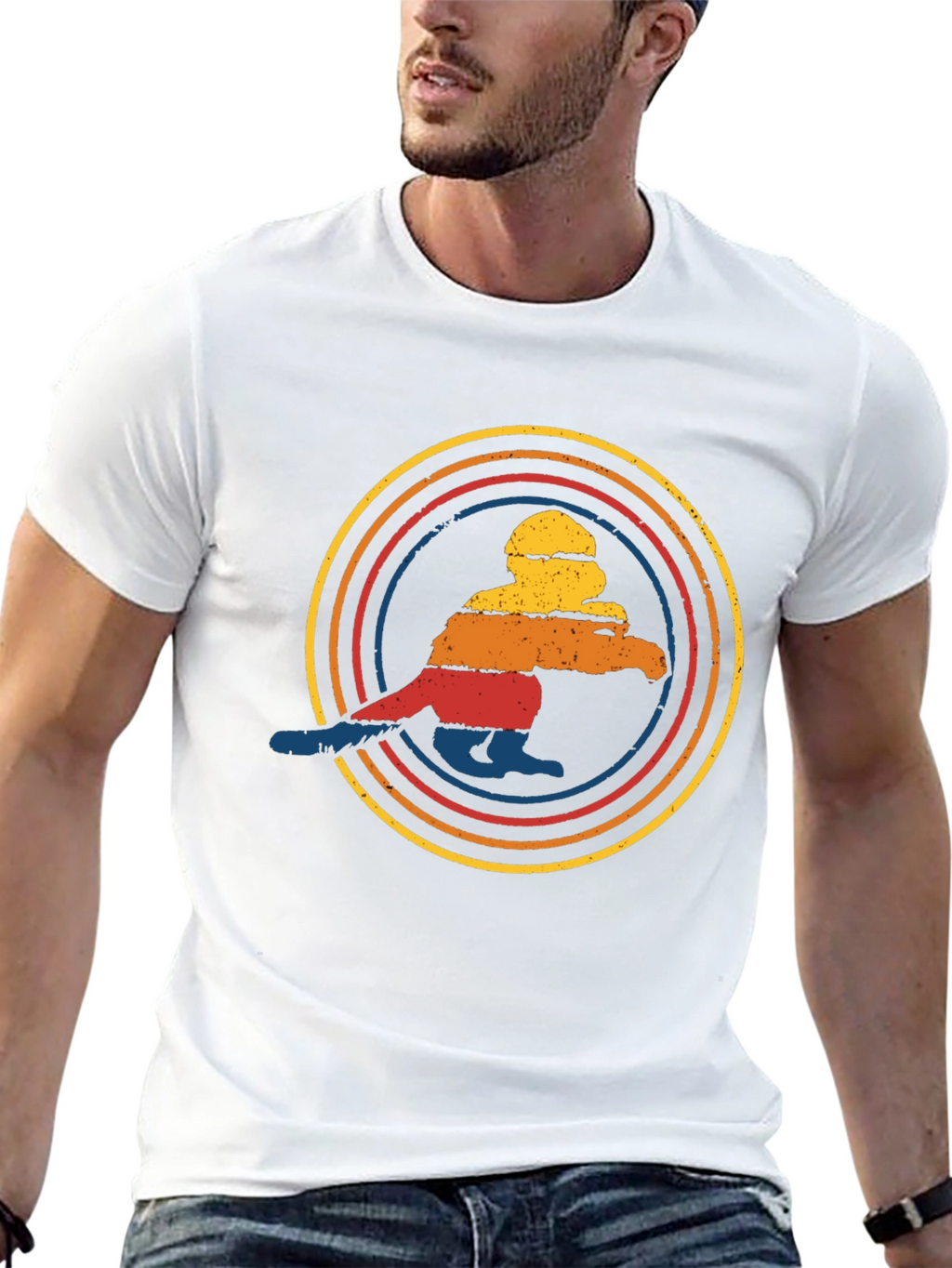 Retro Sunset Penguin Graphic Tee