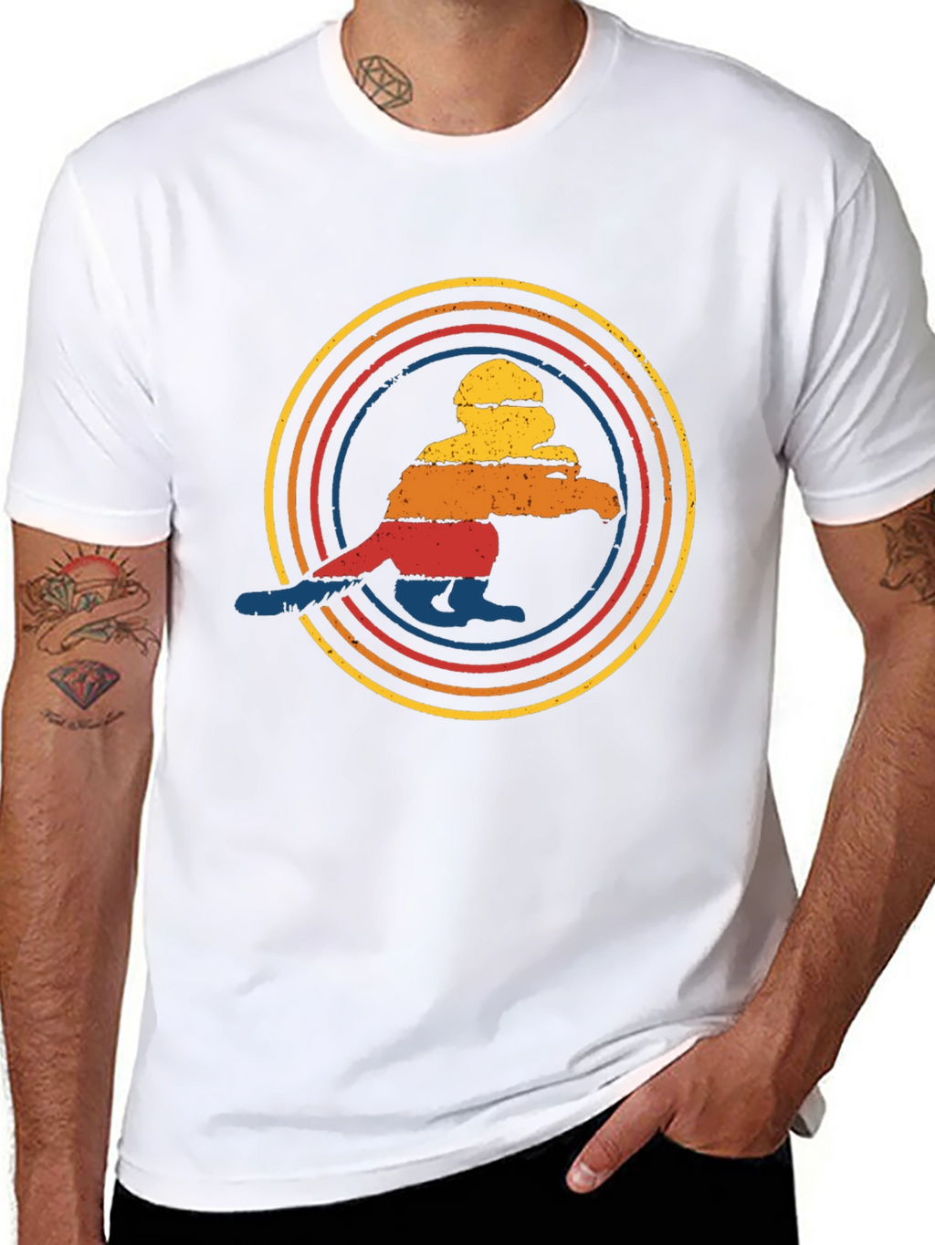 Retro Sunset Penguin Graphic Tee