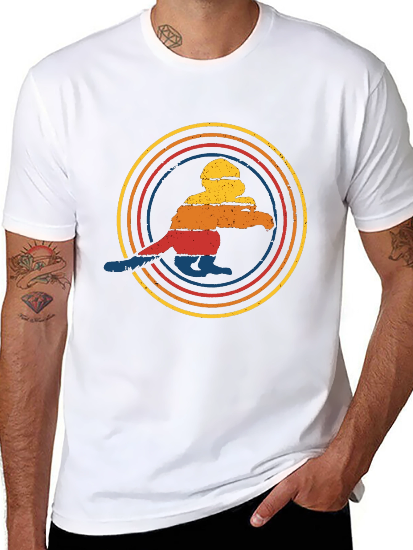 Retro Sunset Penguin Graphic Tee