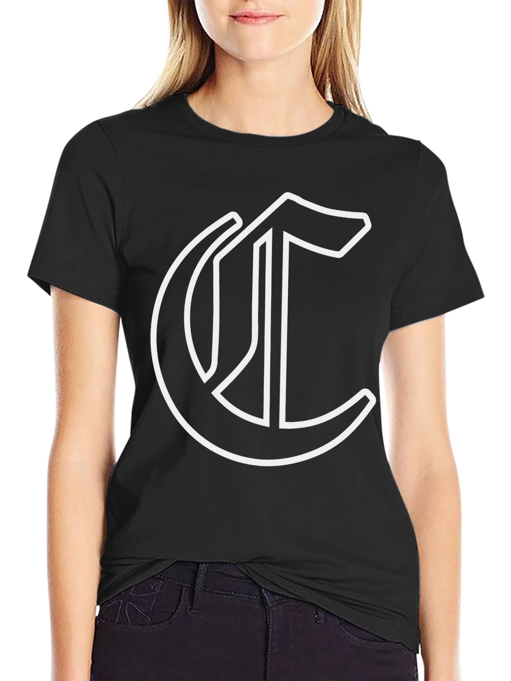 Black Tee with Bold White C Logo