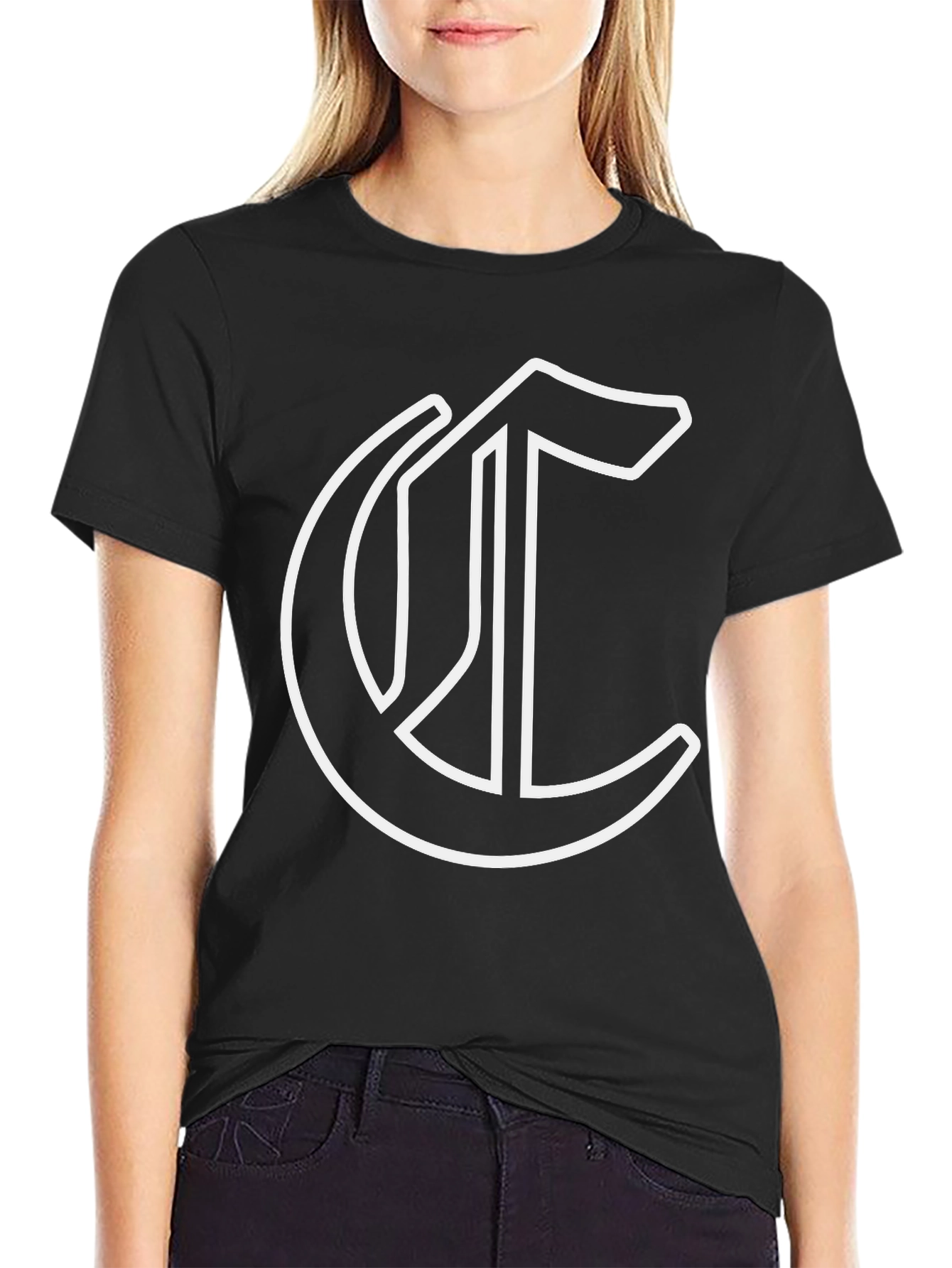 Black Tee with Bold White C Logo