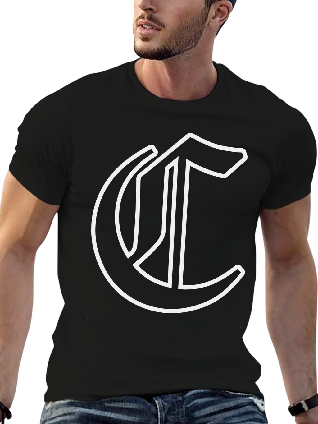 Black Tee with Bold White C Logo