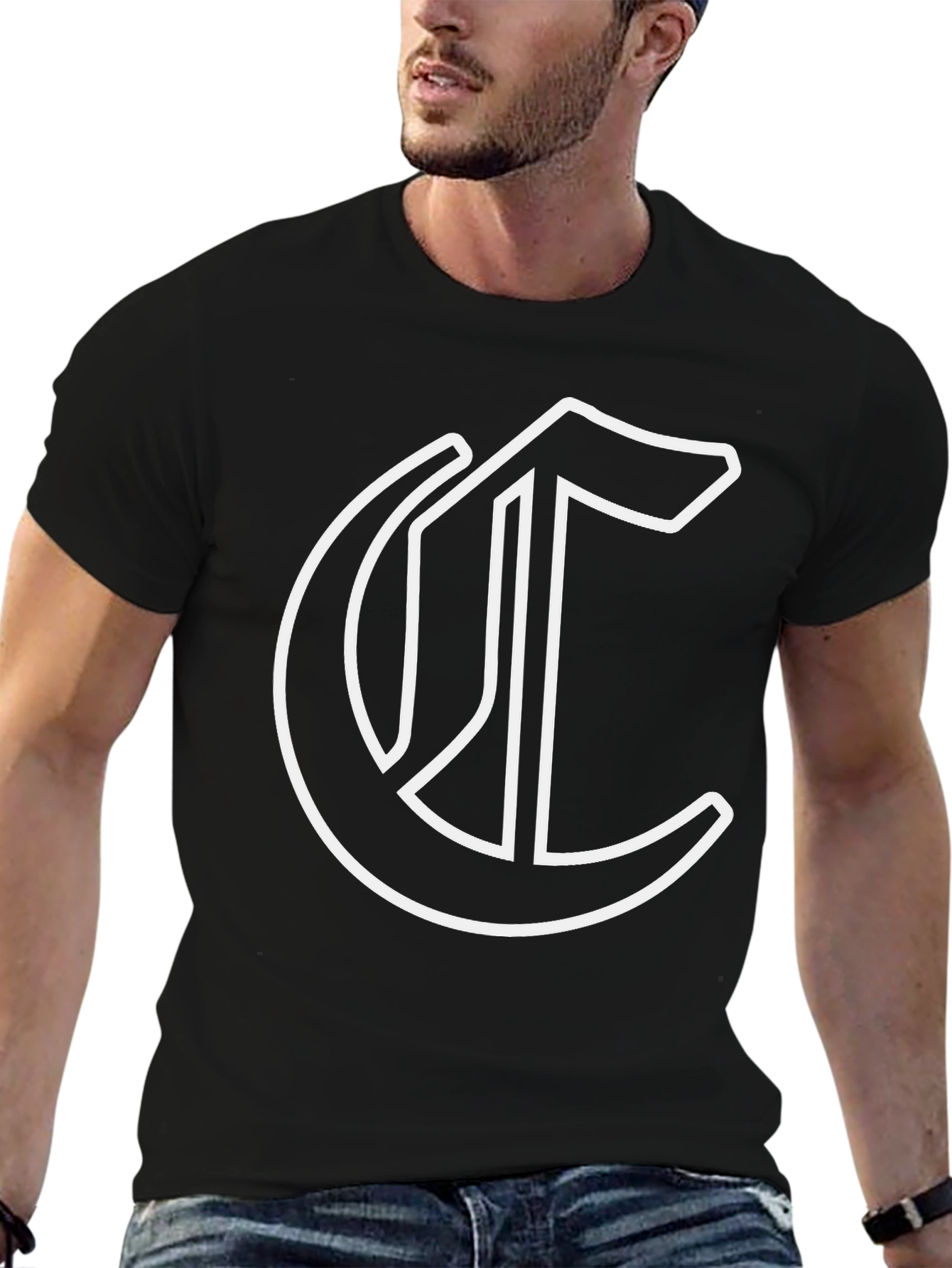 Black Tee with Bold White C Logo