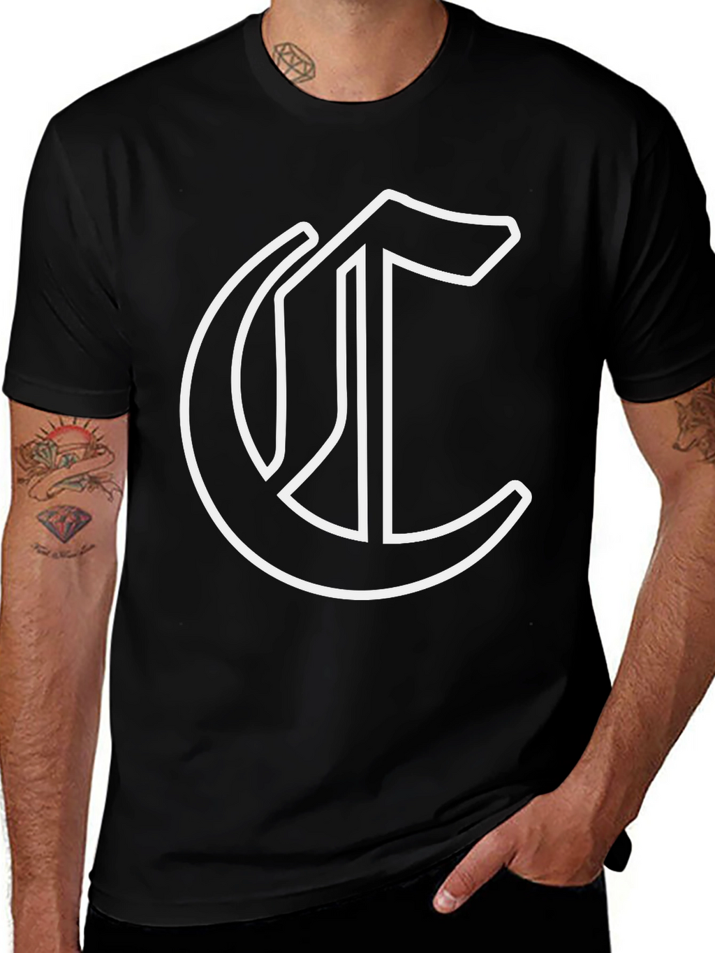 Black Tee with Bold White C Logo