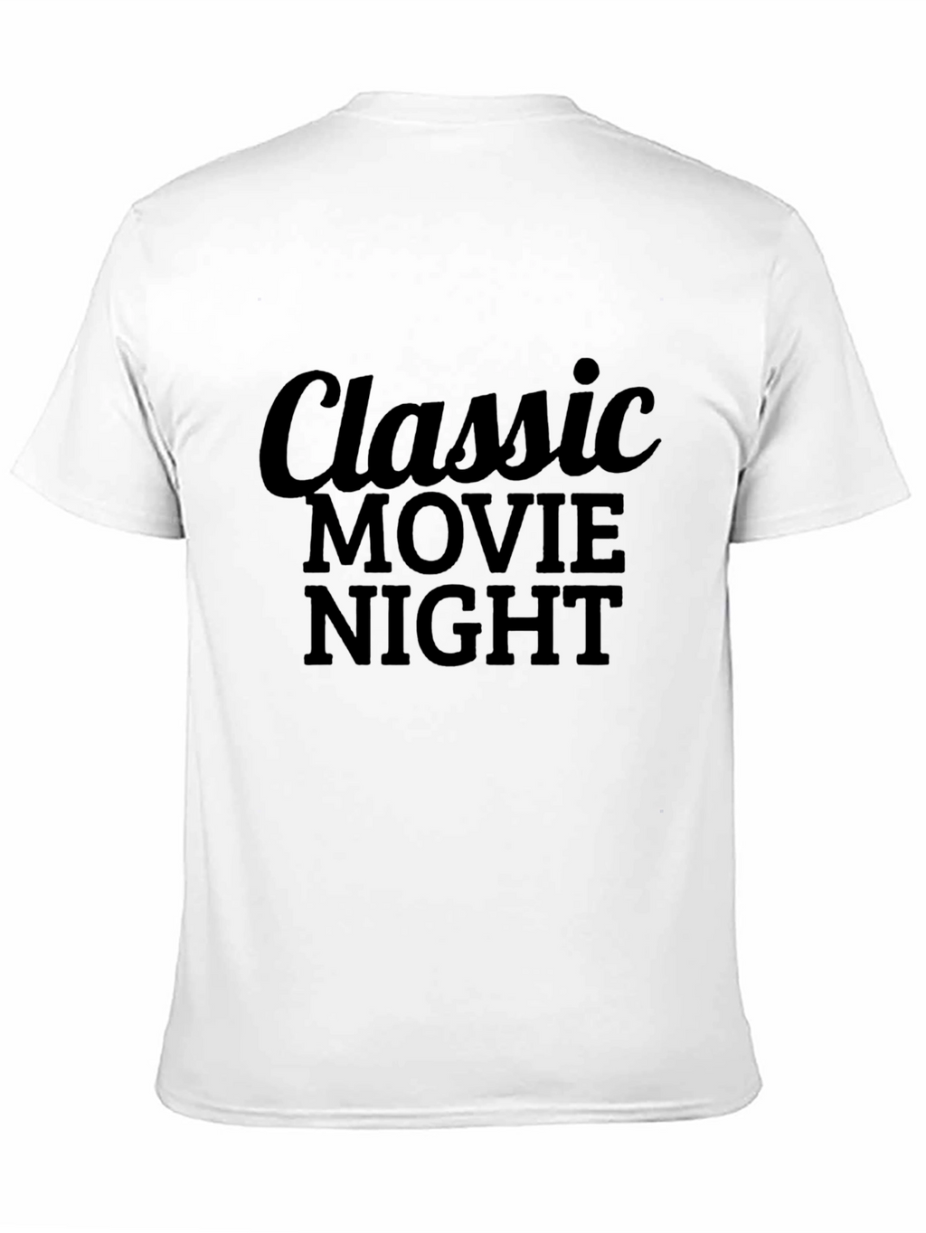 Classic Movie Night Graphic Tee - Black Cotton T-Shirt