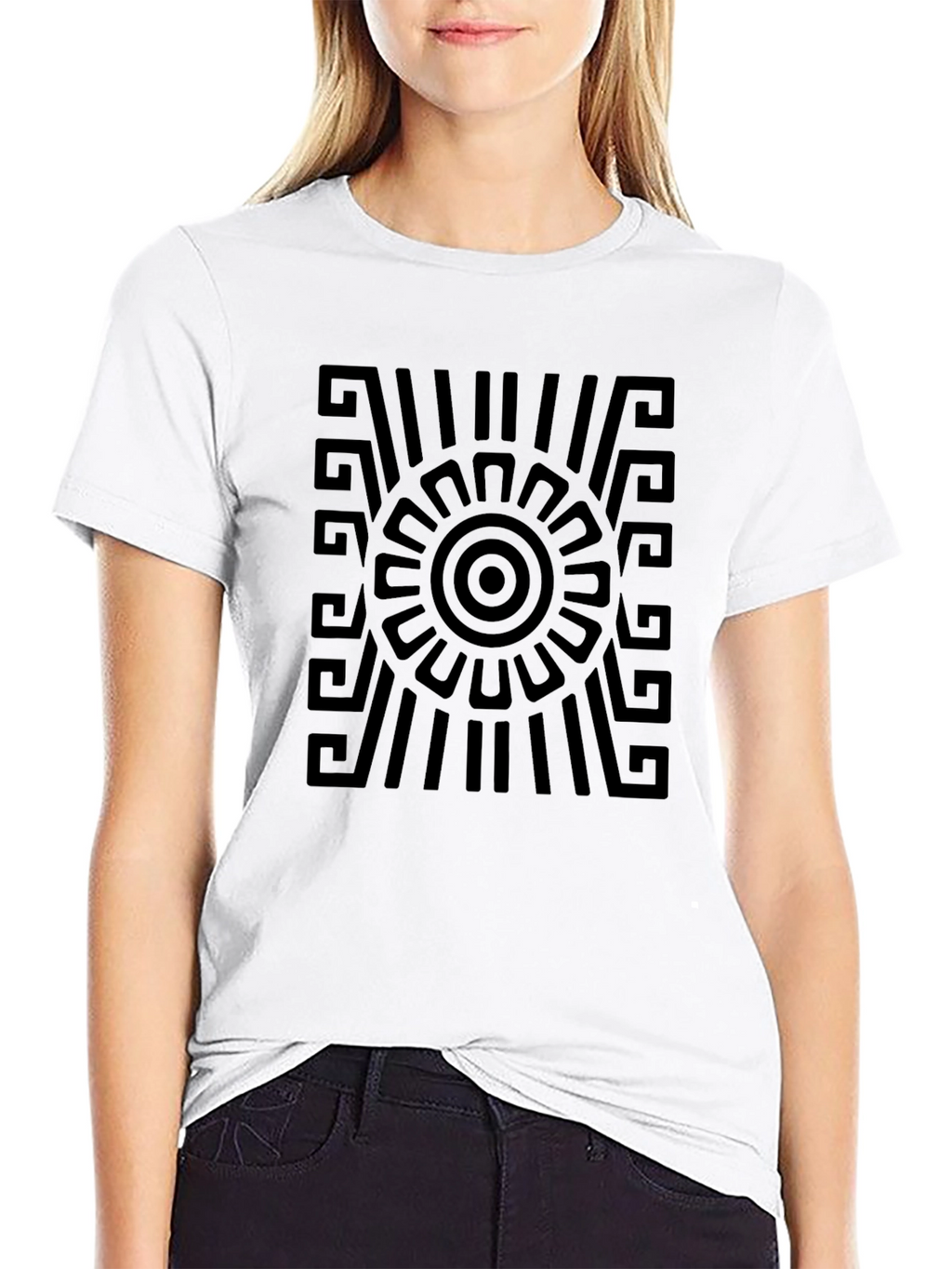 Geometric Aztec Style Black Graphic Tee