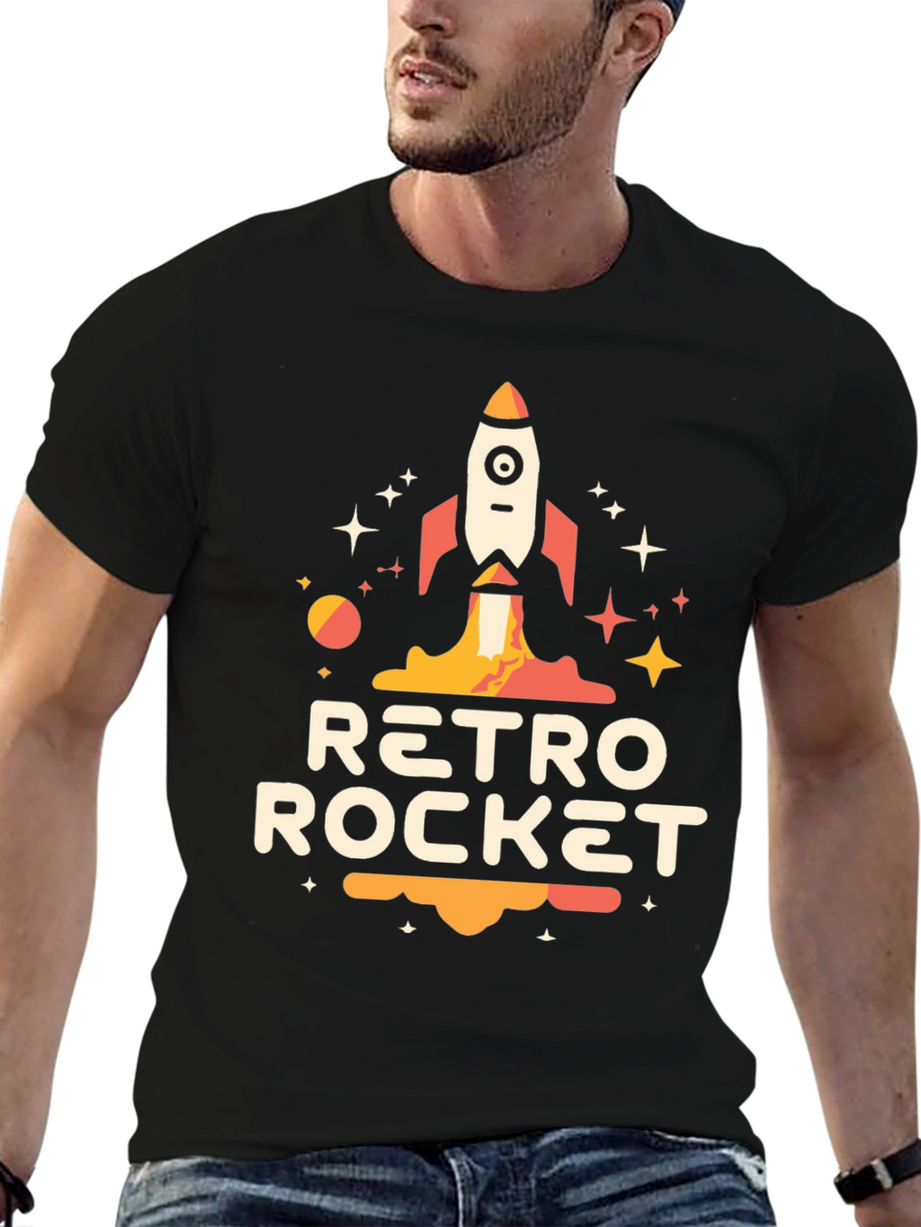 Retro Rocket Graphic Tee - Space Adventure Awaits!