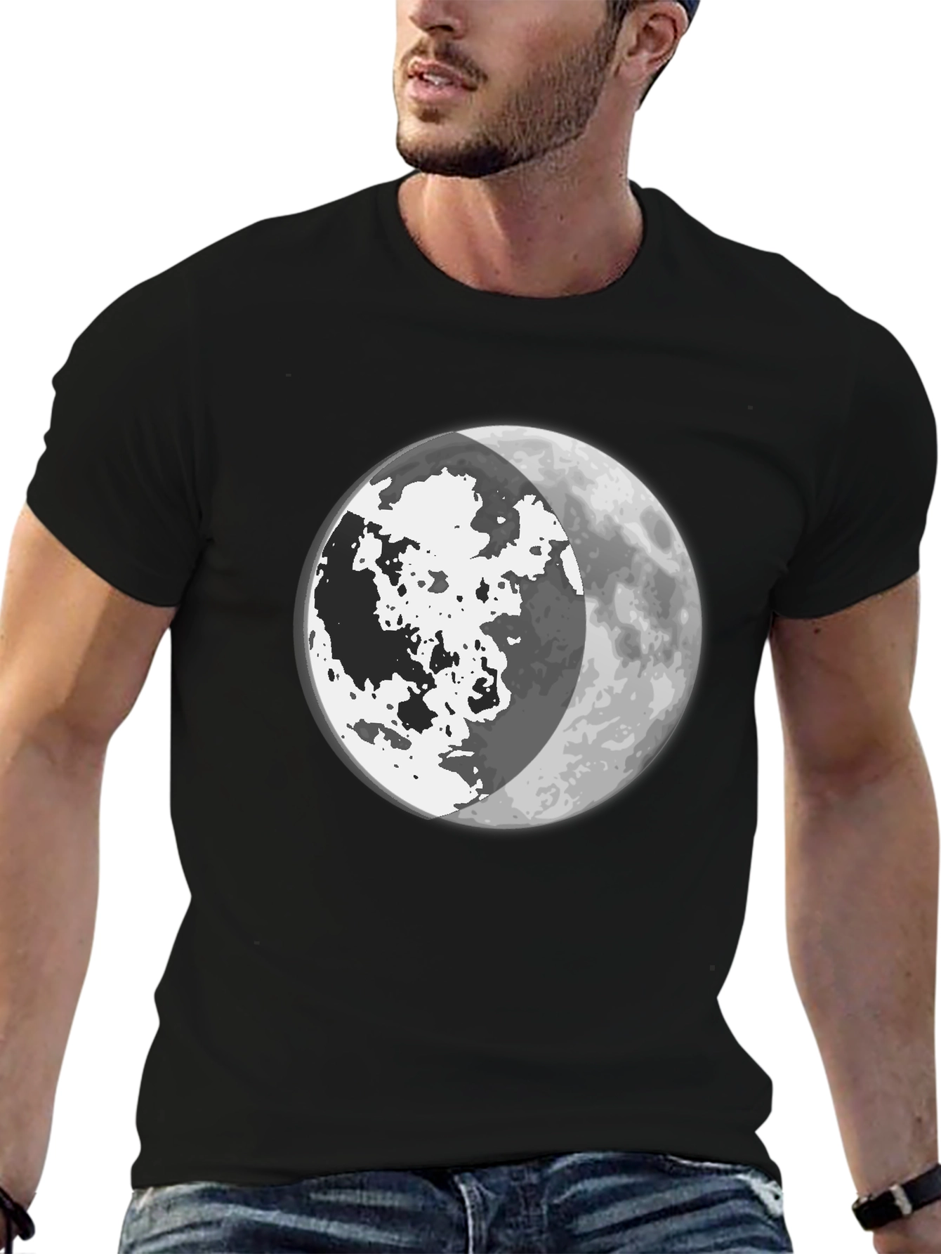Moon Phase Graphic Tee - Mens Black T-Shirt