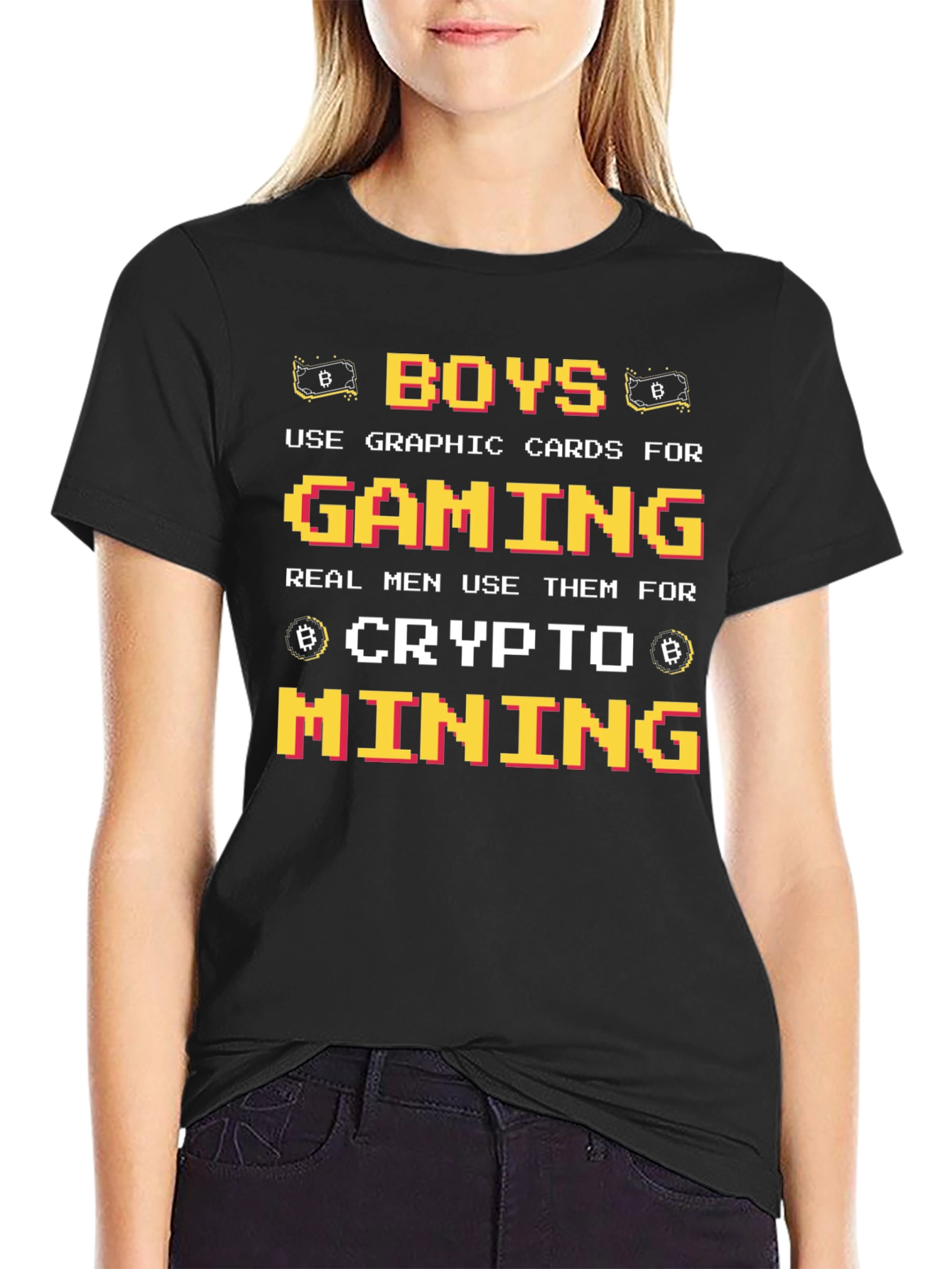 Crypto Mining Gamer T-Shirt - Boys Use Graphics Cards for Gaming