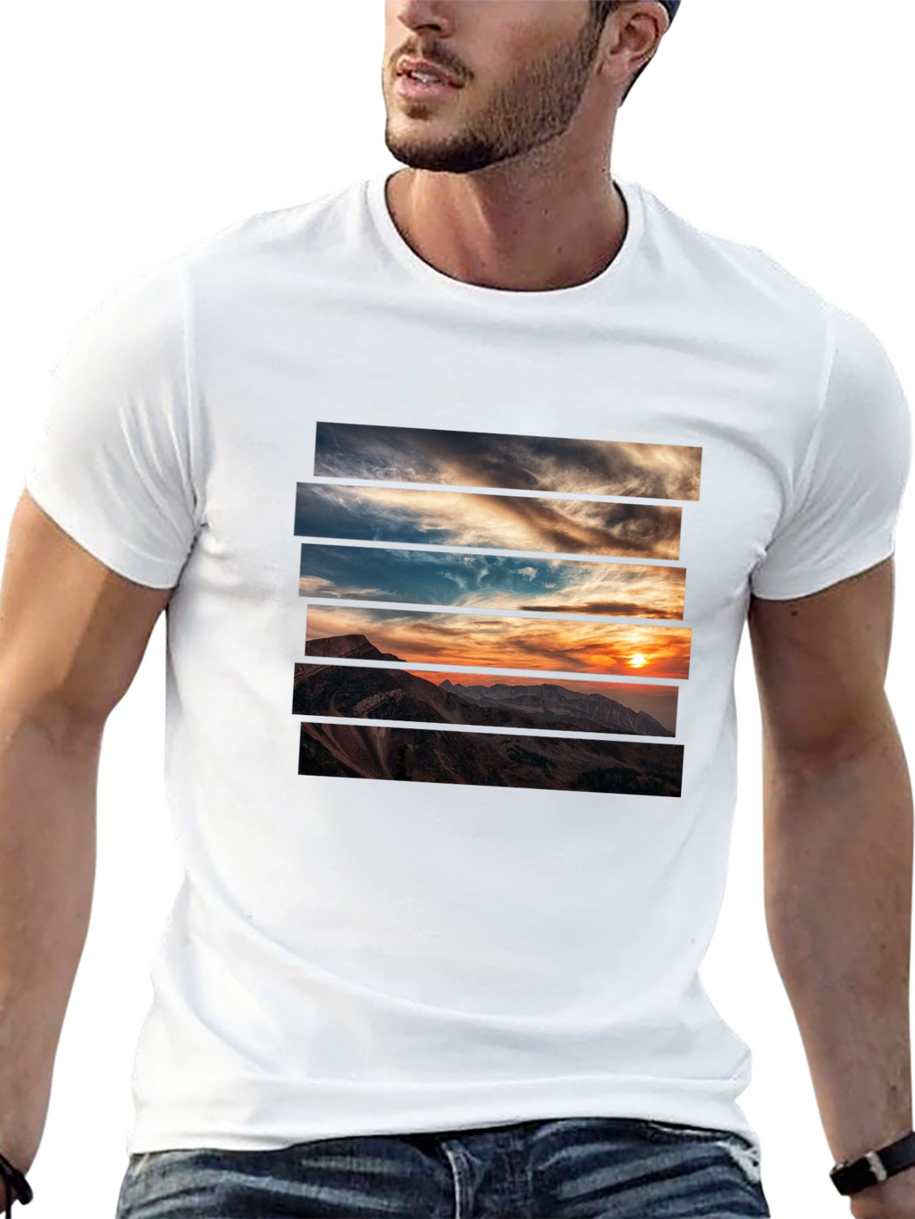 Sunset Mountain Graphic Tee - Stylish Black T-Shirt