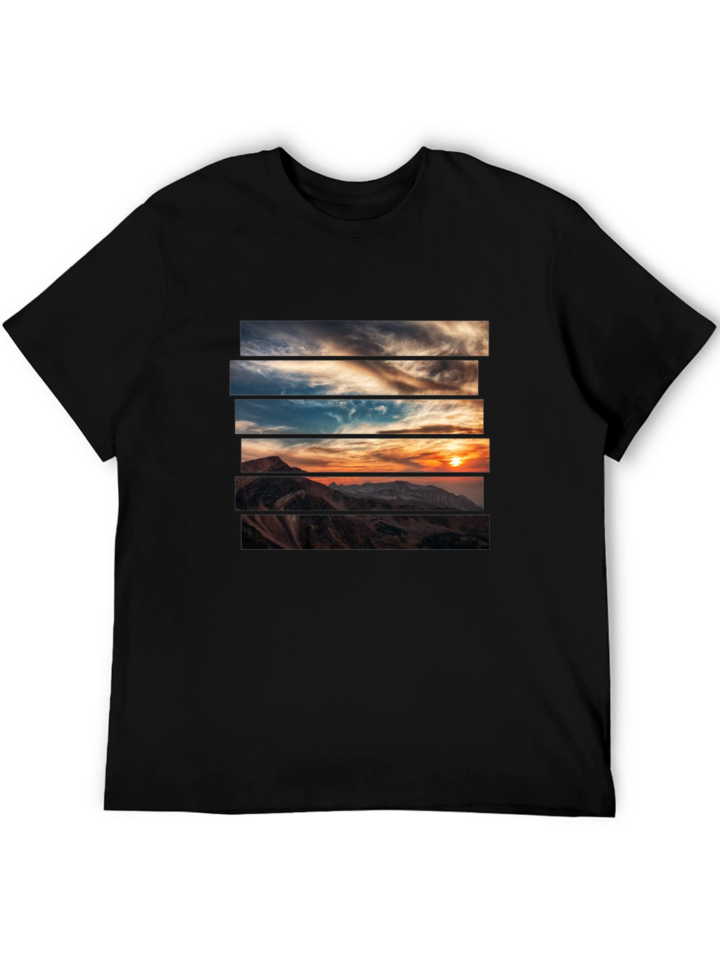Sunset Mountain Graphic Tee - Stylish Black T-Shirt