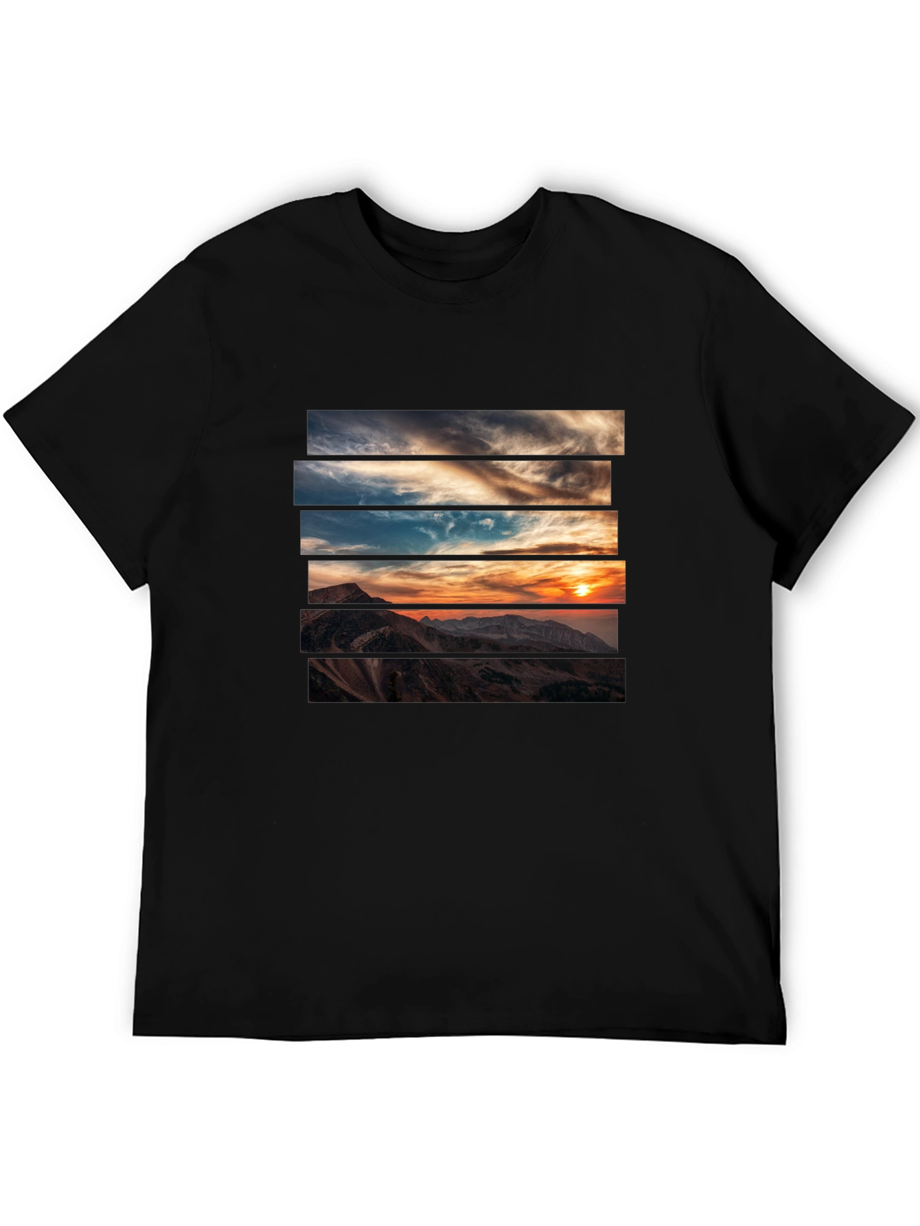 Sunset Mountain Graphic Tee - Stylish Black T-Shirt
