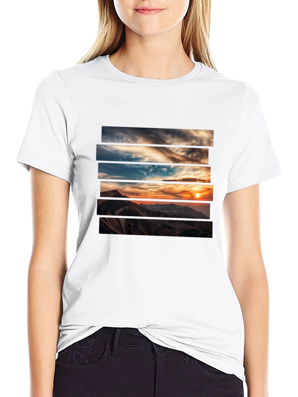 Sunset Mountain Graphic Tee - Stylish Black T-Shirt