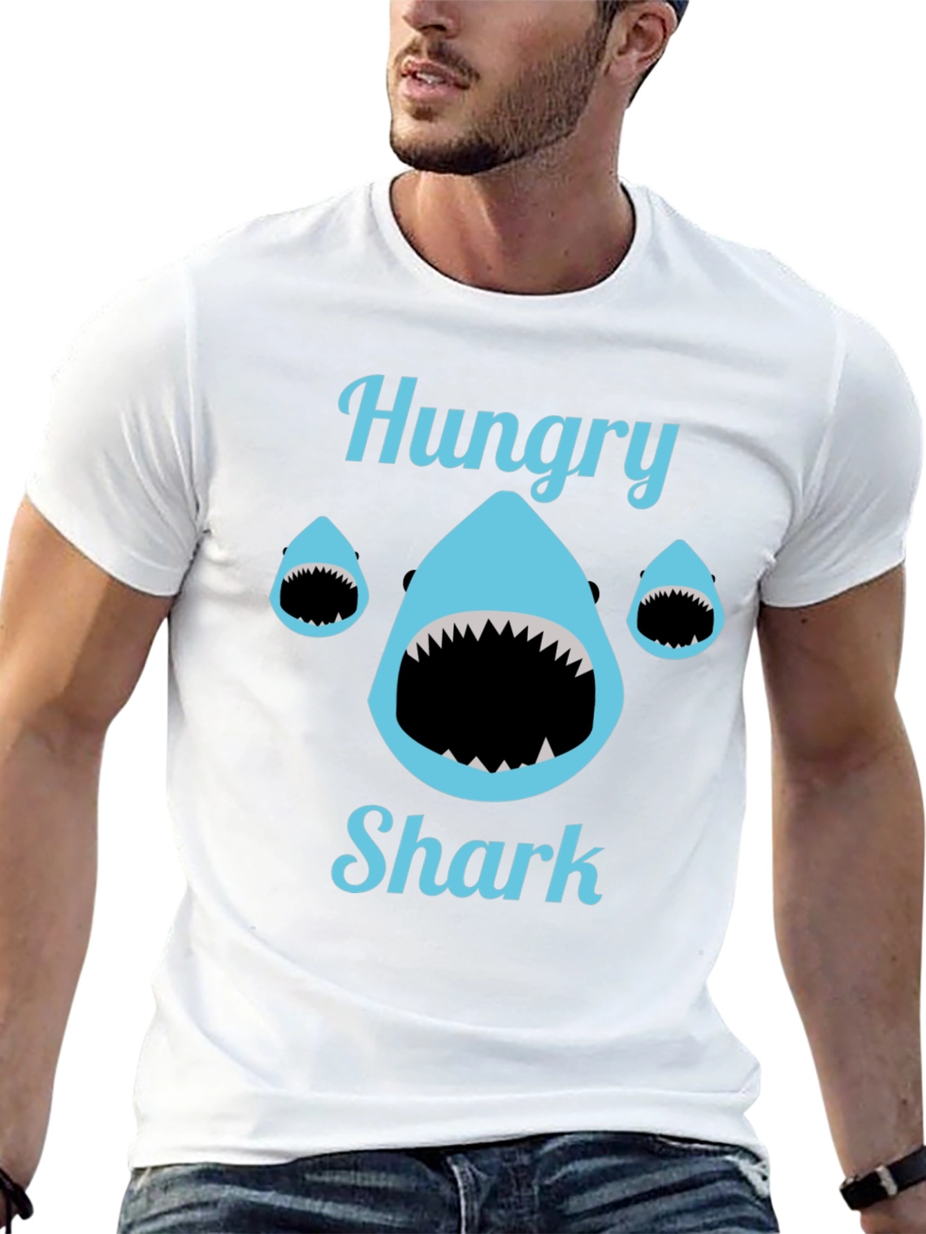 Hungry Shark T-Shirt - Black Cotton Tee