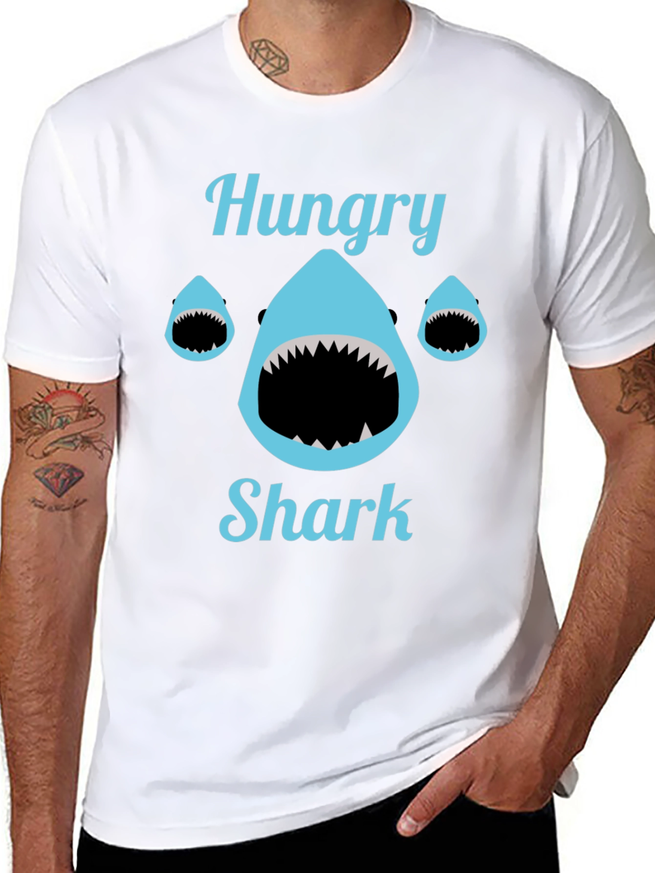 Hungry Shark T-Shirt - Black Cotton Tee