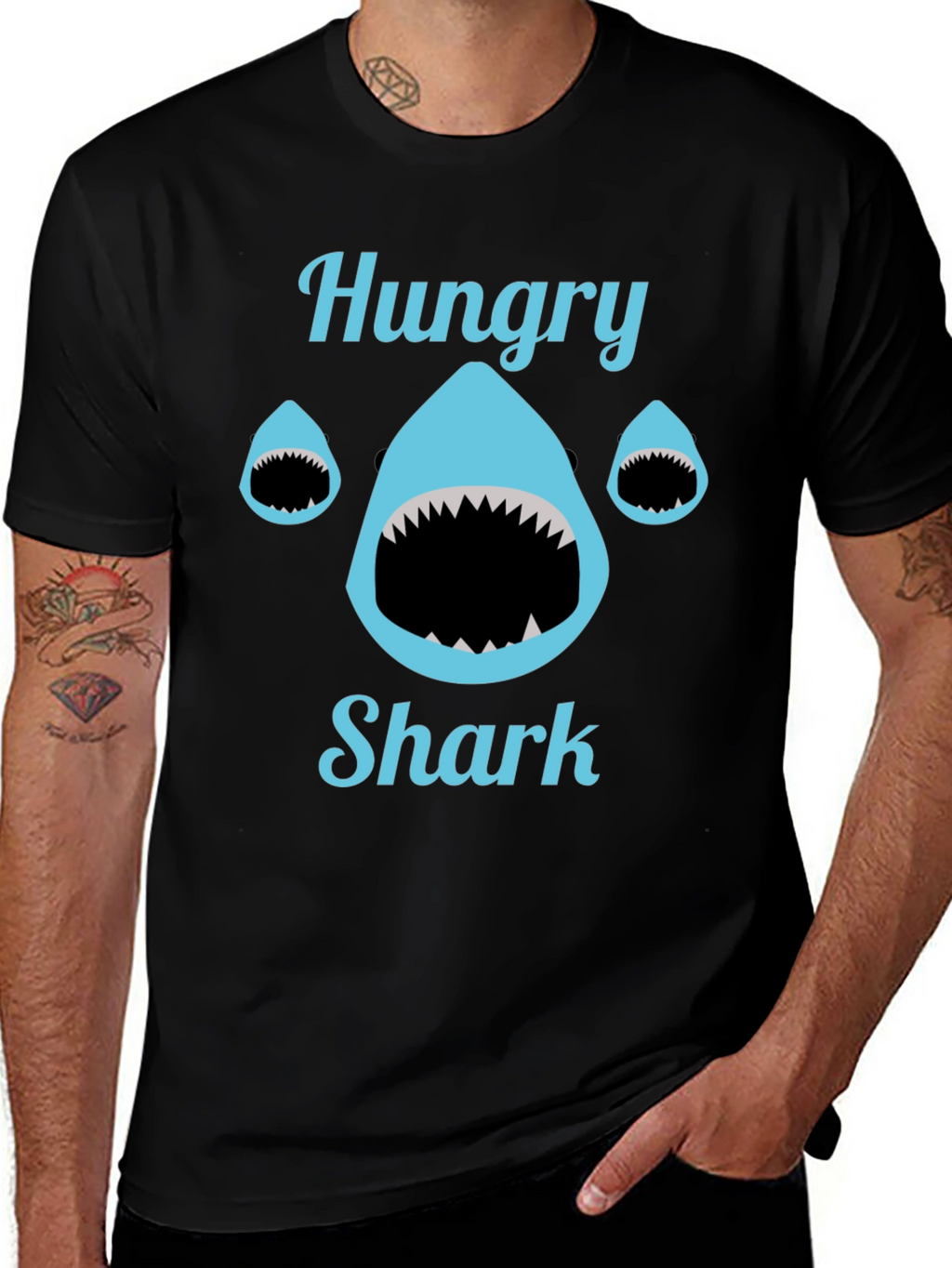 Hungry Shark T-Shirt - Black Cotton Tee