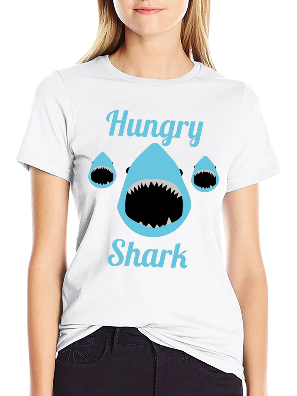 Hungry Shark T-Shirt - Black Cotton Tee