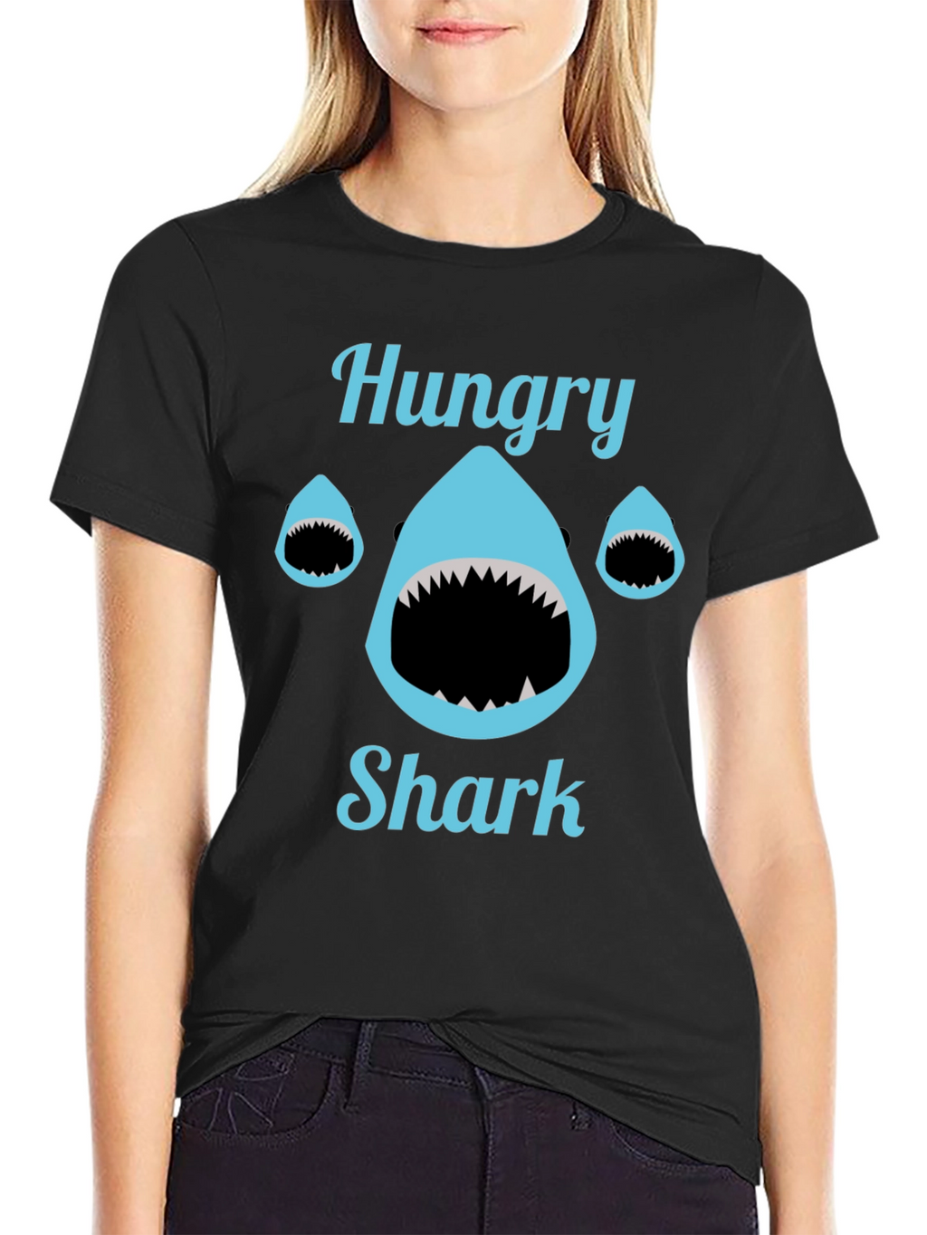 Hungry Shark T-Shirt - Black Cotton Tee