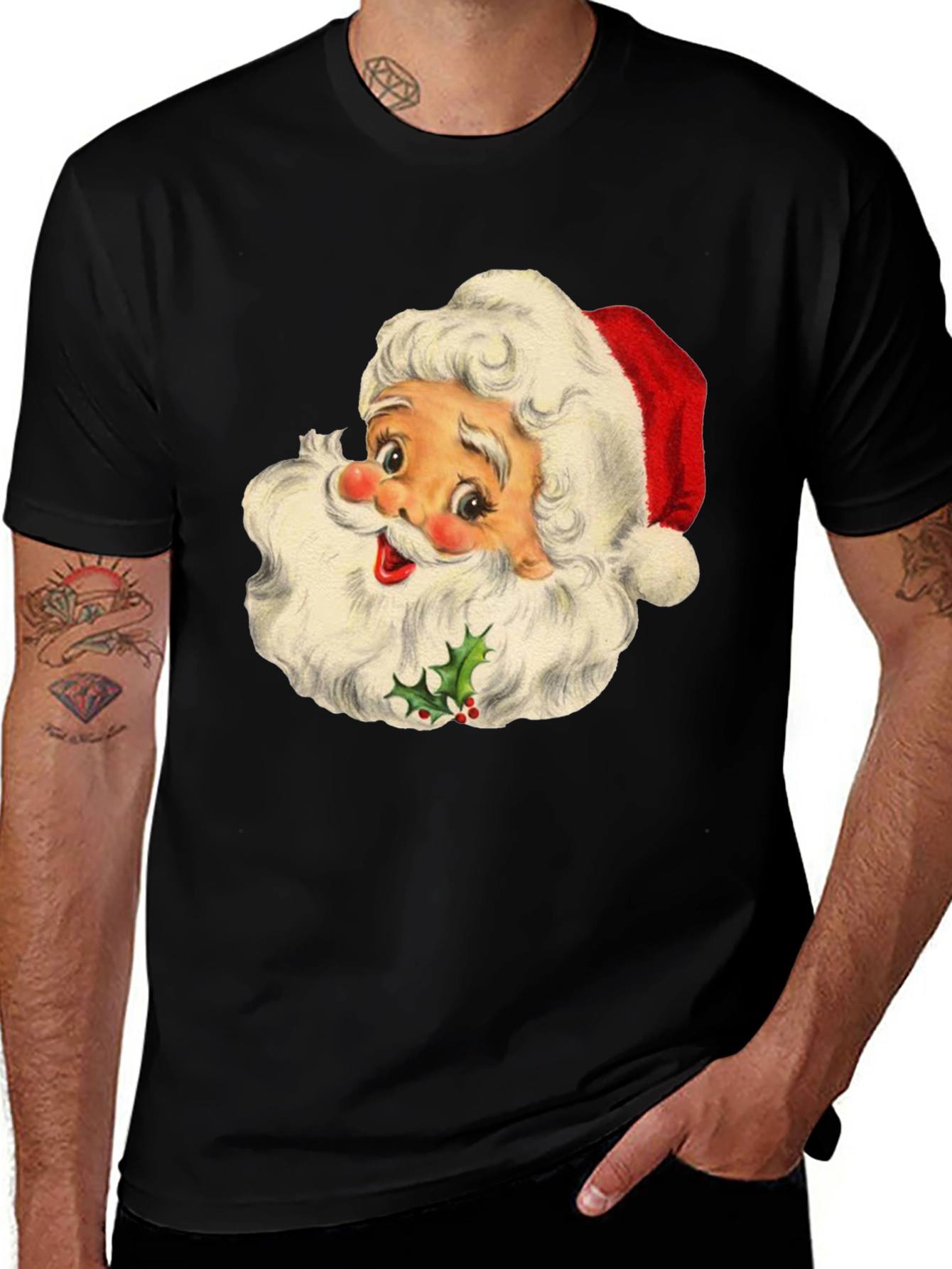 Vintage Santa Graphic Tee - Holiday Cheer