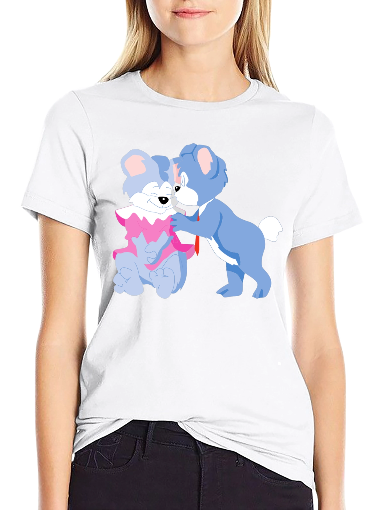 Cute Cartoon Bears Graphic Tee - Black Cotton T-Shirt