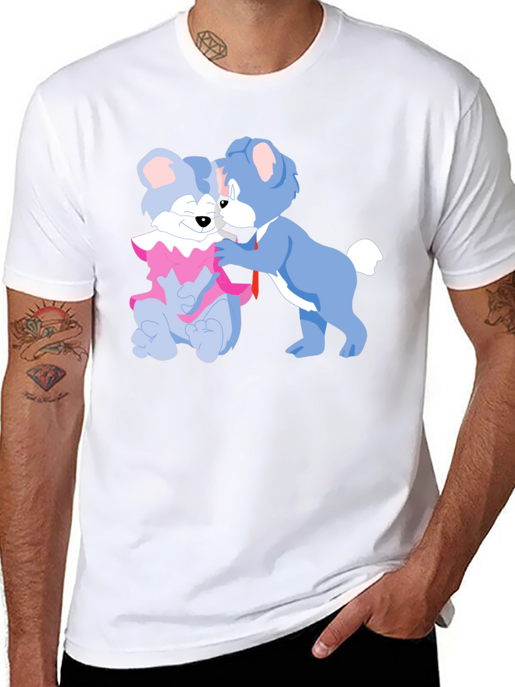 Cute Cartoon Bears Graphic Tee - Black Cotton T-Shirt