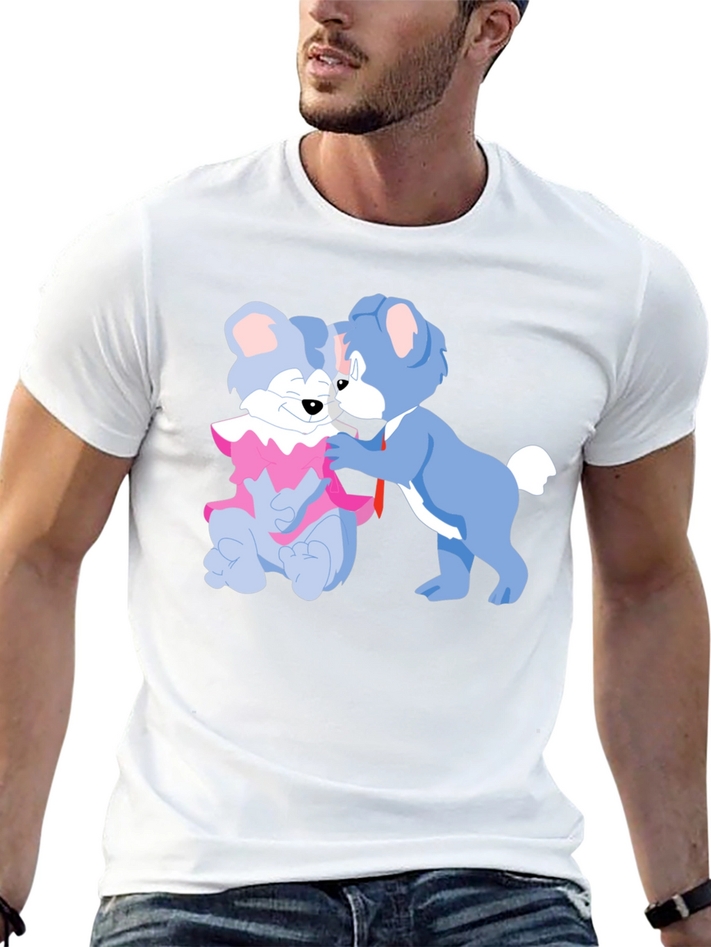 Cute Cartoon Bears Graphic Tee - Black Cotton T-Shirt