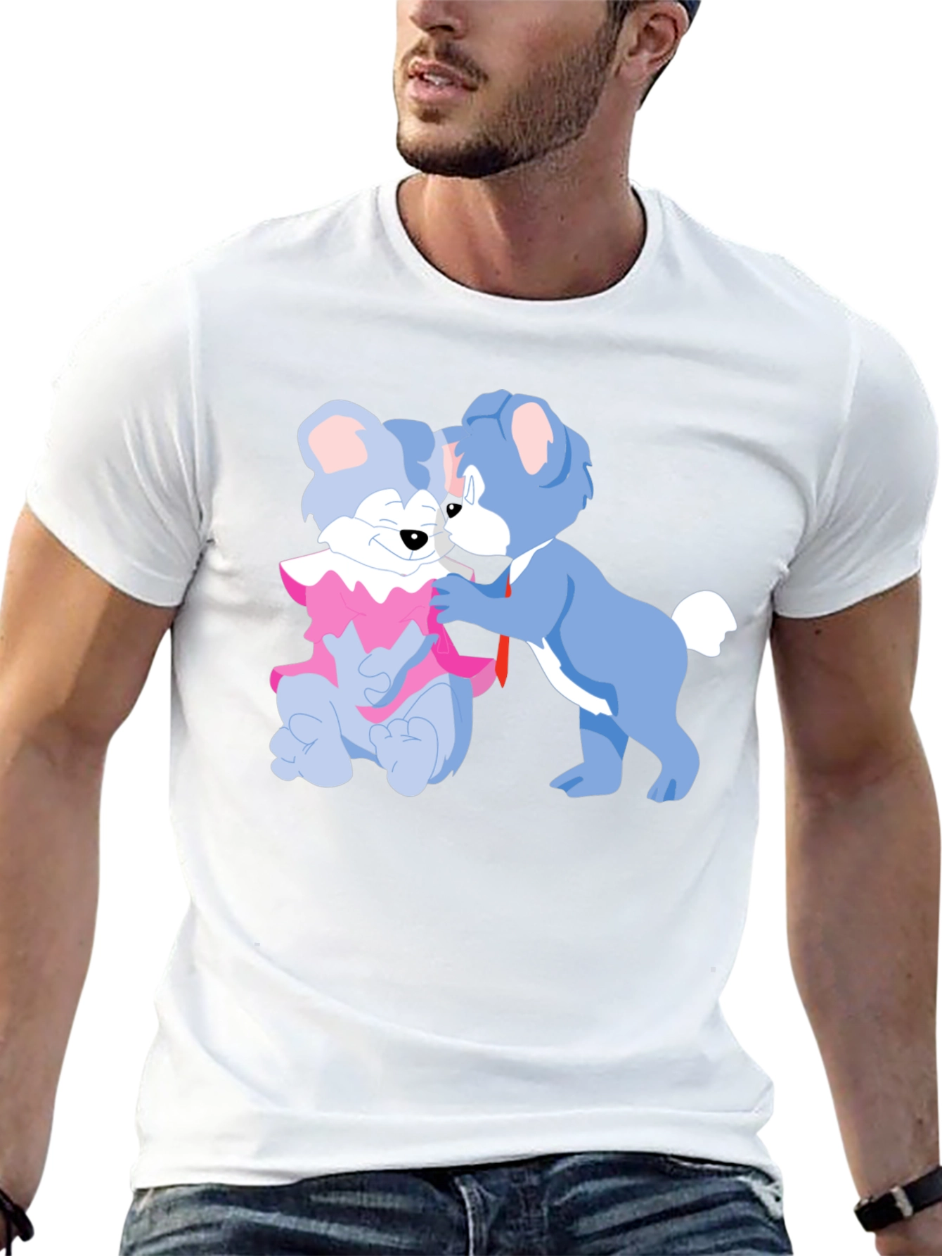 Cute Cartoon Bears Graphic Tee - Black Cotton T-Shirt